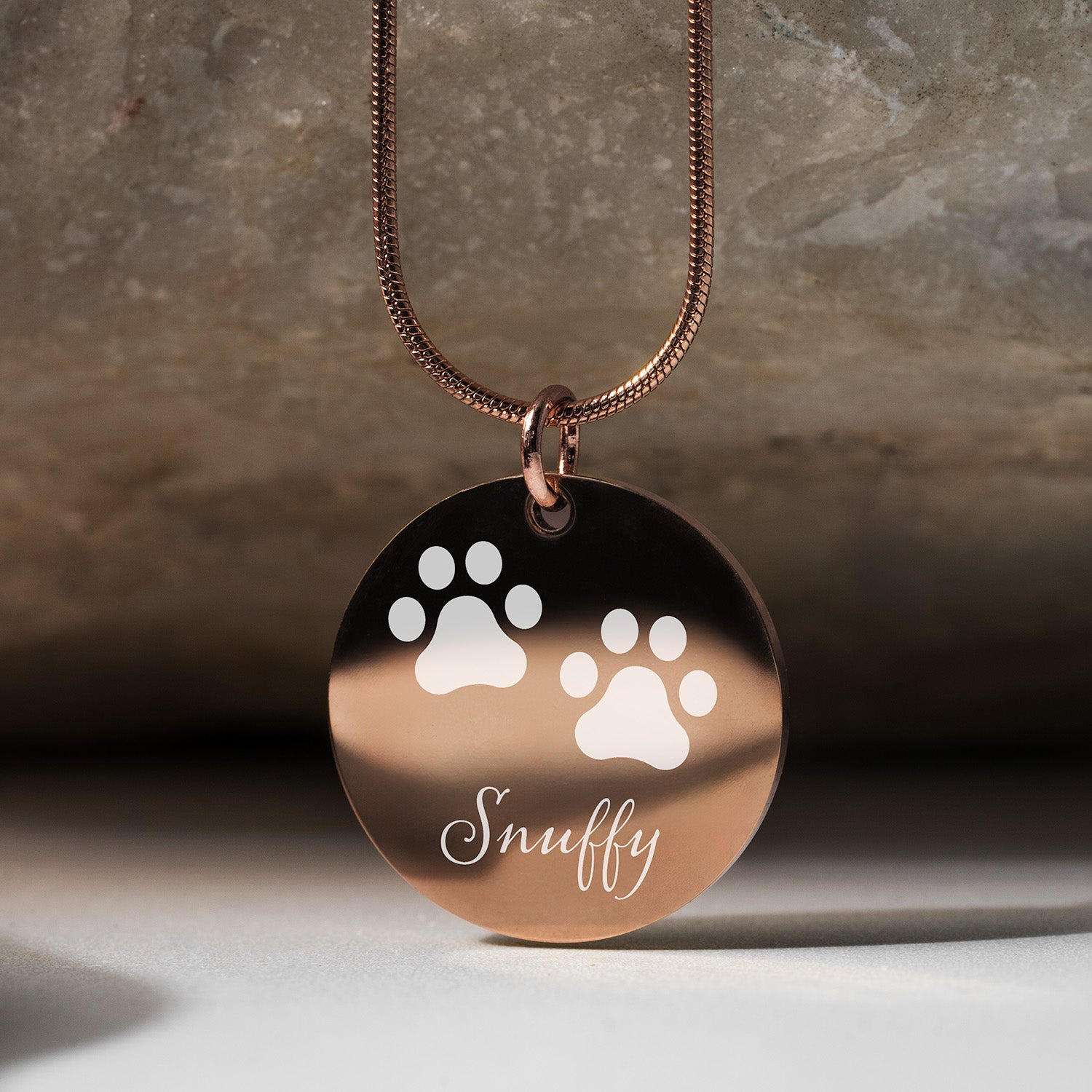 Cat Paw Circle Necklace Rose Gold