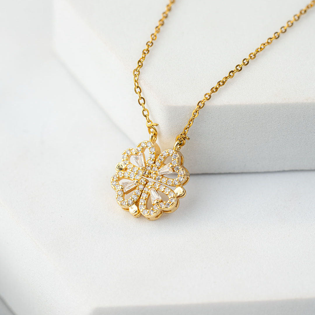 Clover Heart Gold Necklace