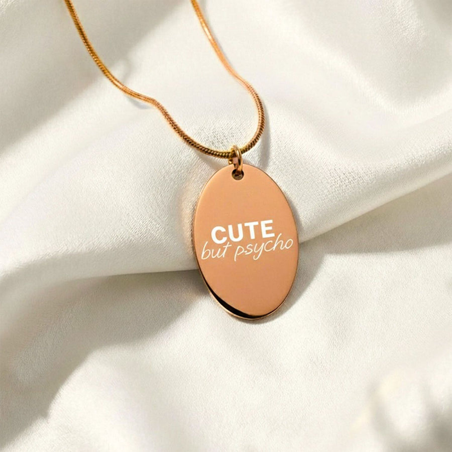 Cute But Psycho Oval Necklace