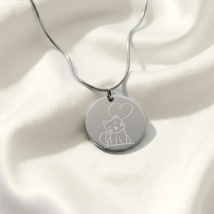 Cute Cat Circle Necklace