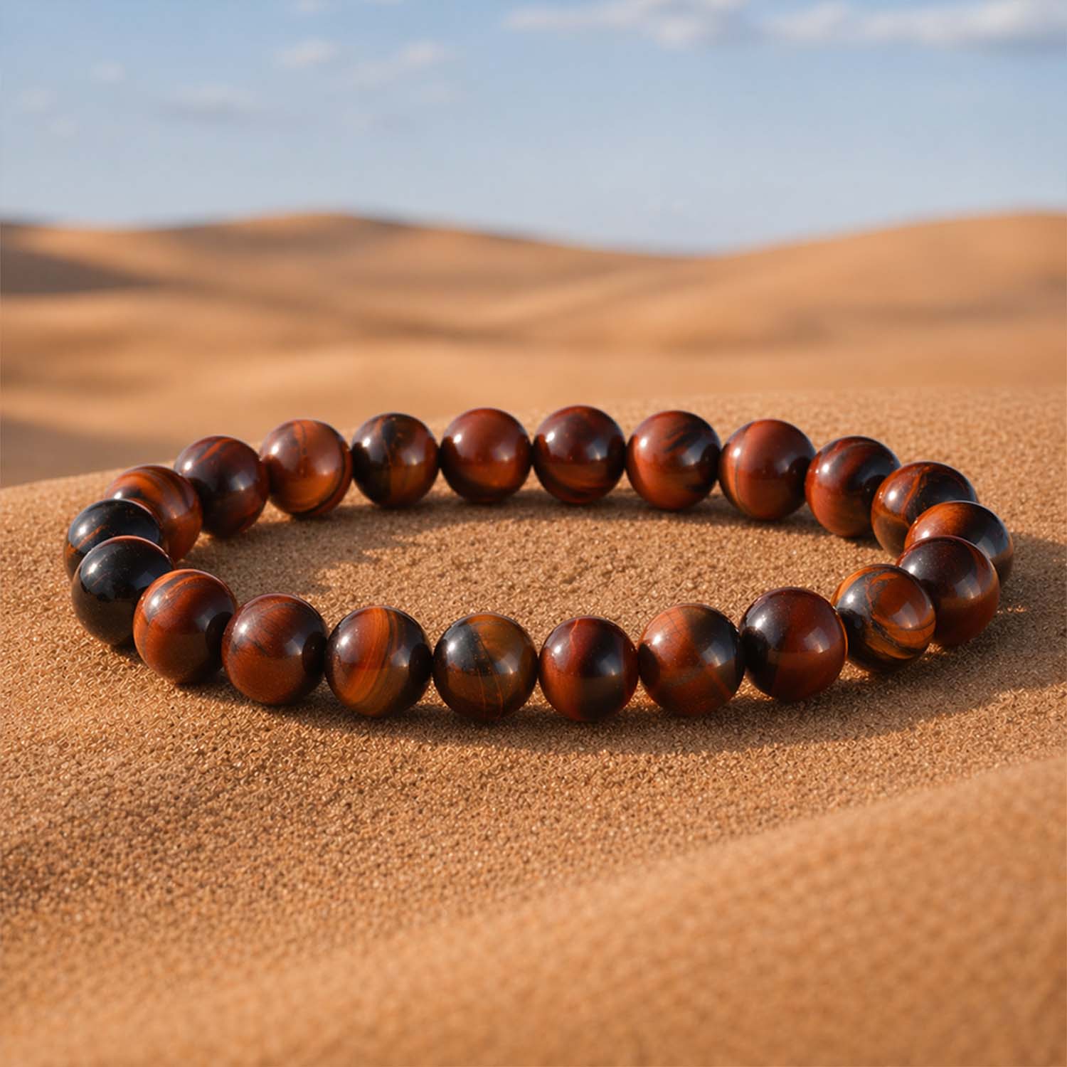 Fearless Red Tiger Eye Natural Stone Bracelet Elastic