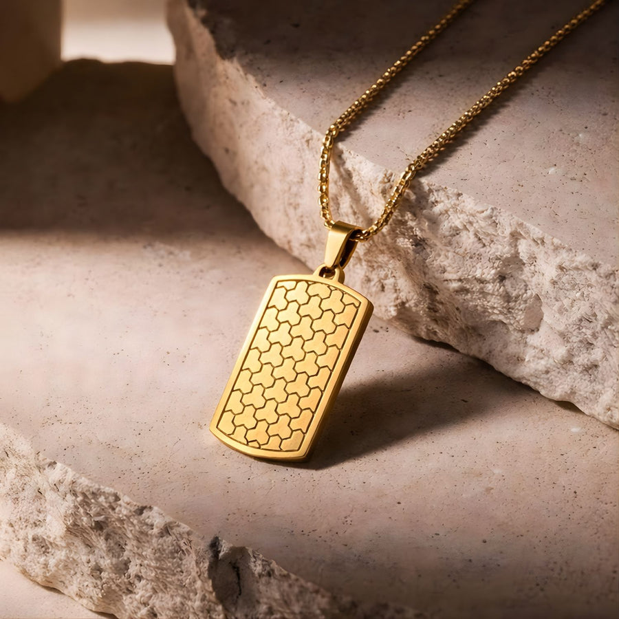 Geometric Steel Tag Necklace
