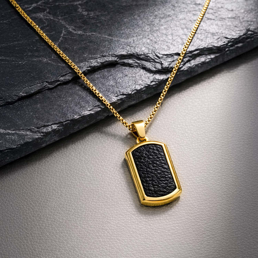 Textured Vegan Leather Inlay Necklace