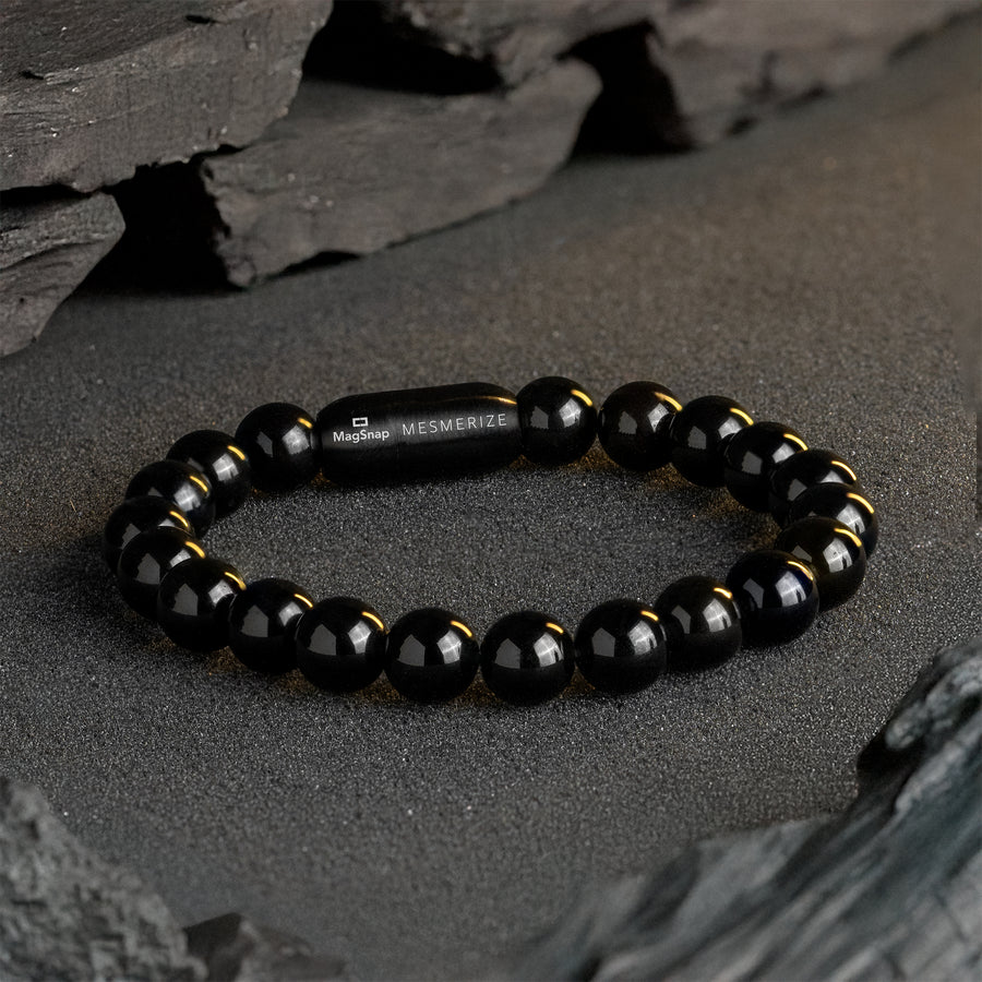 Grounding Black Obsidian Natural Stone Bracelet