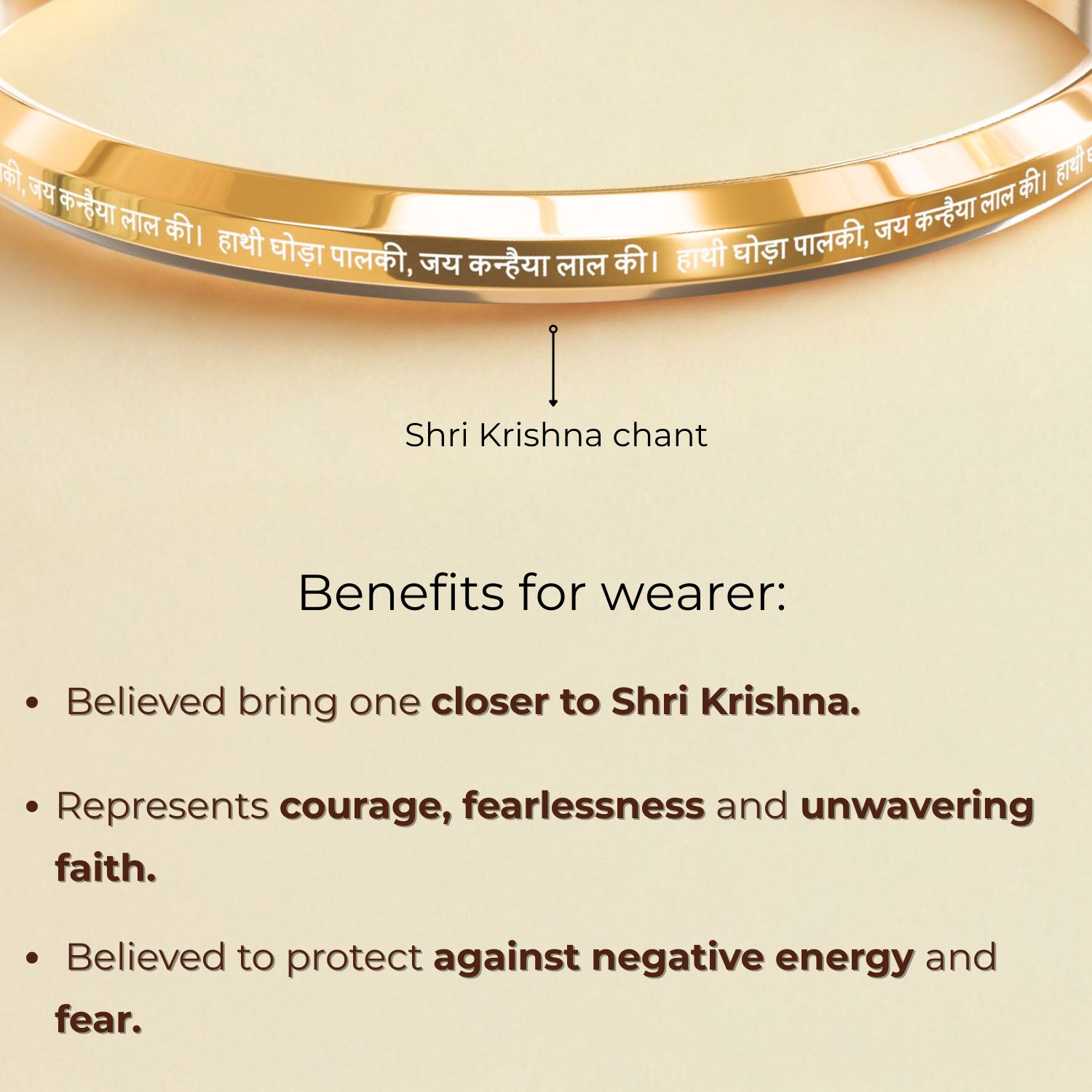 Hathi Godha Palki Krishna MicroCarved Round Kada Gold