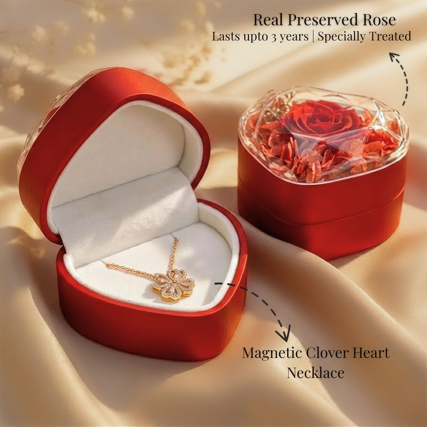 Clover Heart Rose Gold Necklace