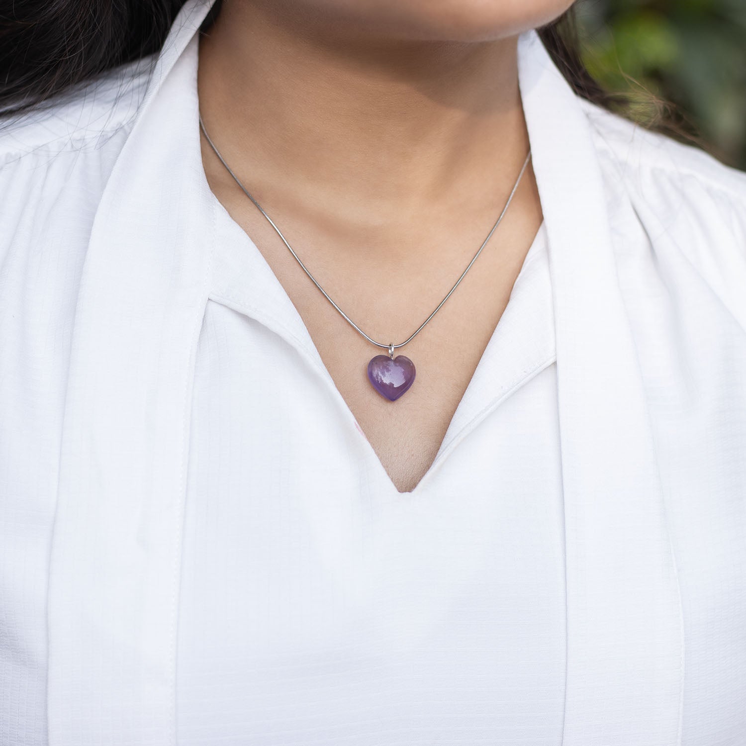 Wellness Amethyst Natural Stone Heart Necklace