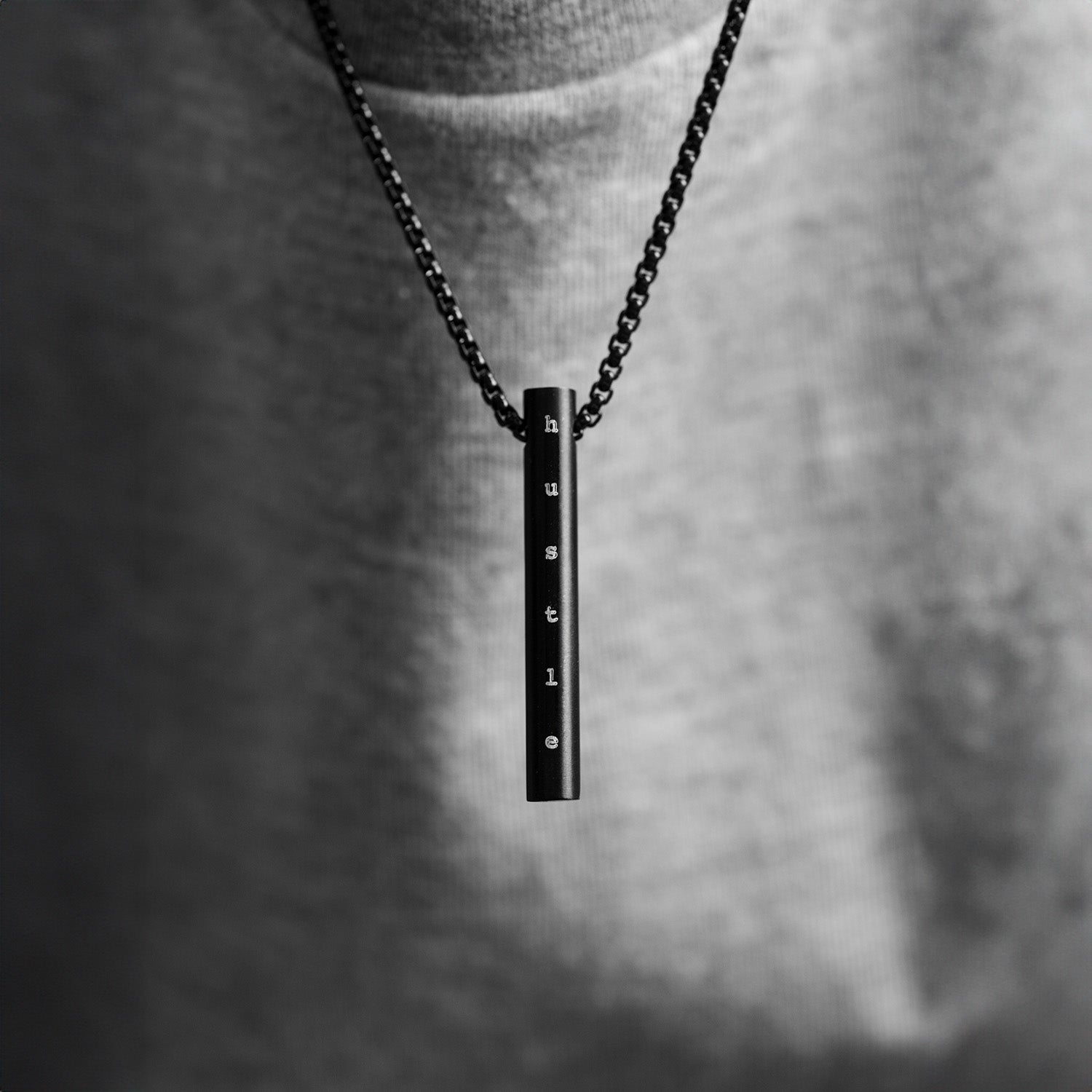 Hustle Black Barrel Necklace