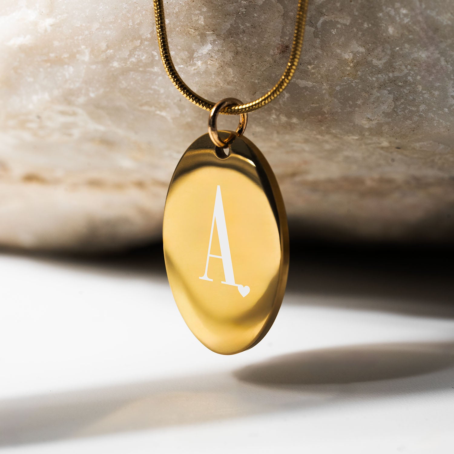 Initials Oval Necklace Gold