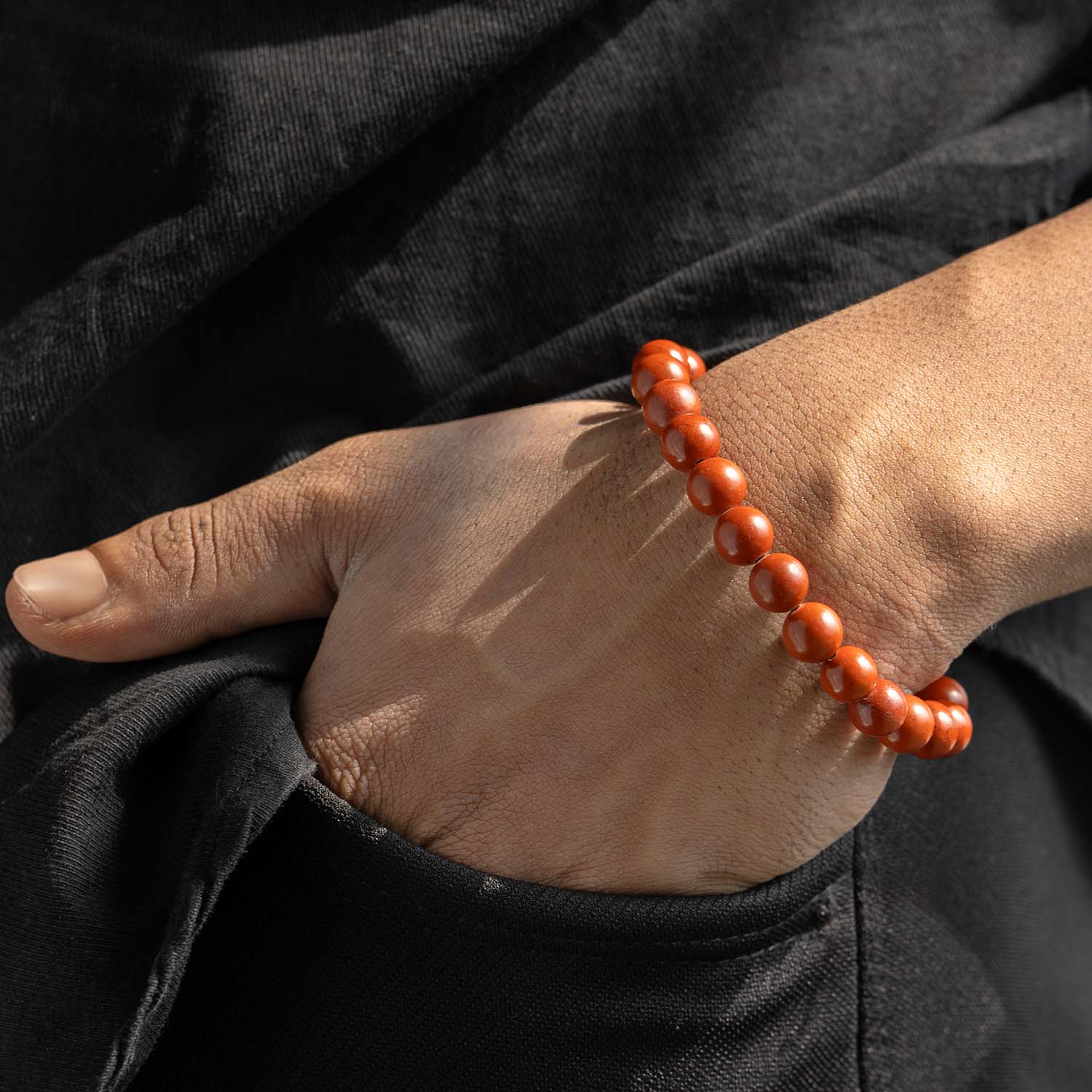 Inner Strength Red Jasper Natural Stone Elastic Bracelet