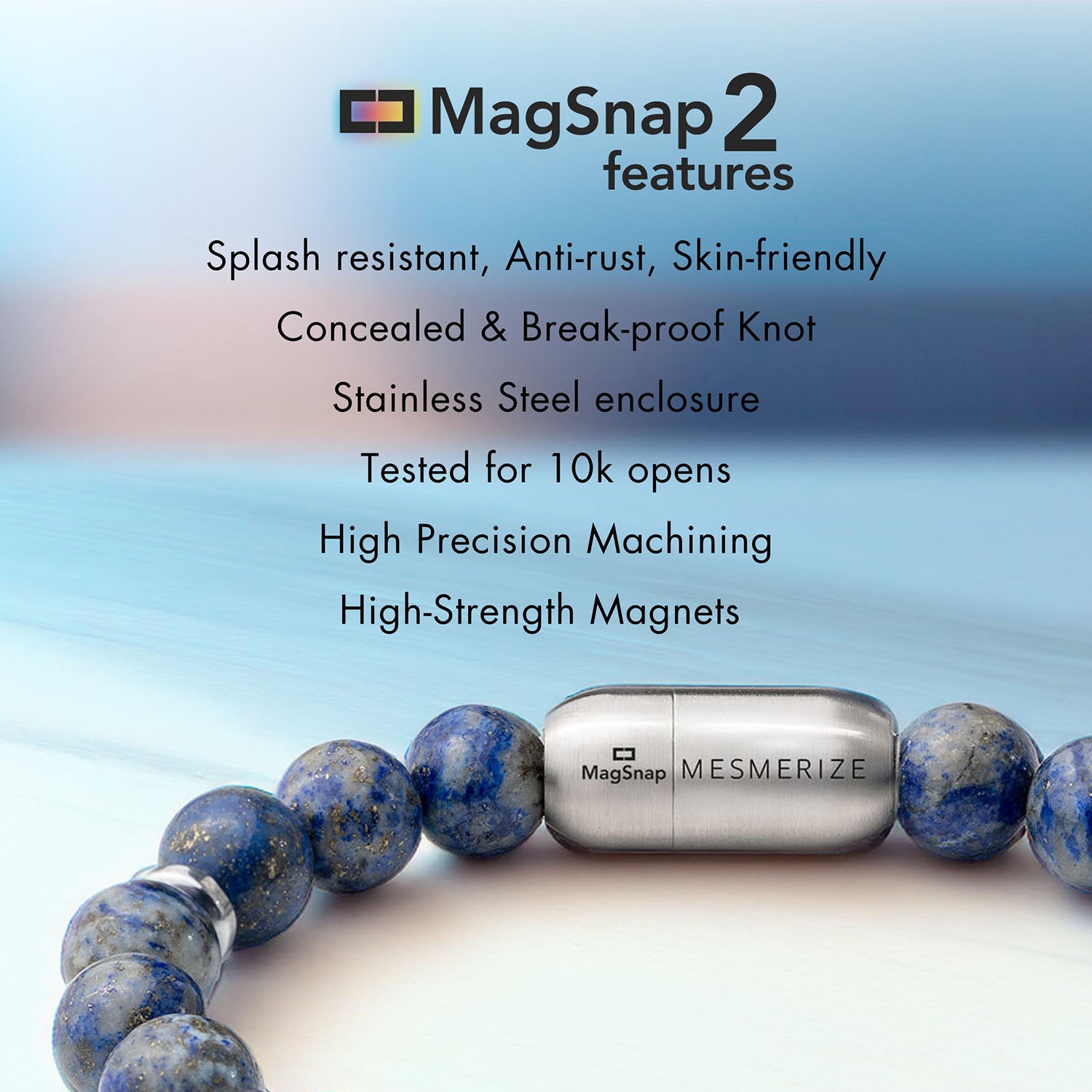 Natural Stone Jewellery 7 Chakra Natural Stone Couple Bracelet with MagSnap