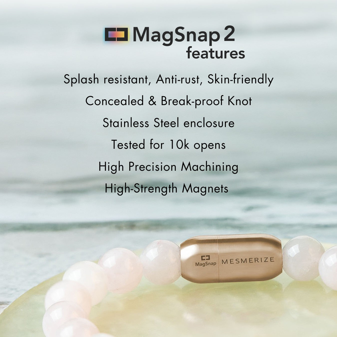 Solace Rose Quartz Natural Stone Bracelet with MagSnap