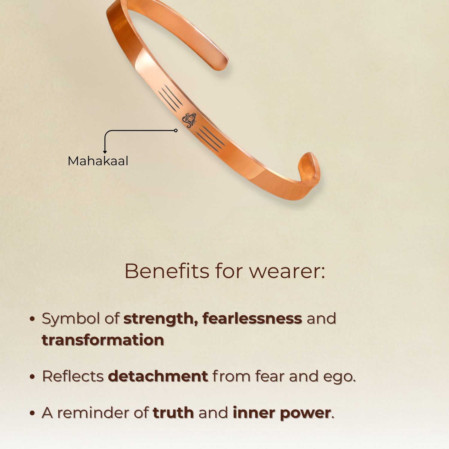 Mahakaal Gloss Cuff Adjustable Bracelet Gold