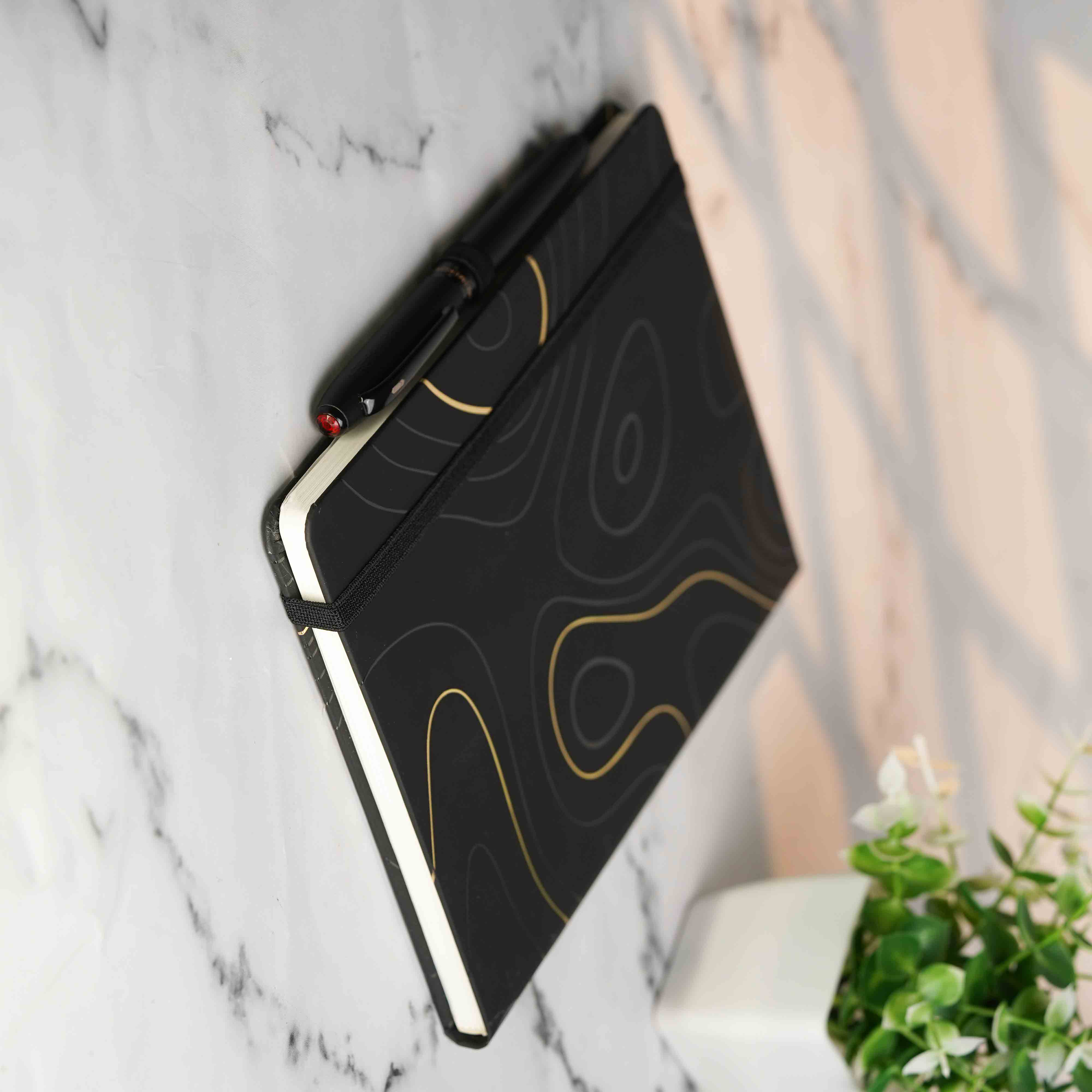 Matte Black Notebook with Ultra Matte Black Garnet 2 in 1 MagSnap Roller Ball Pen with Stylus Personalised