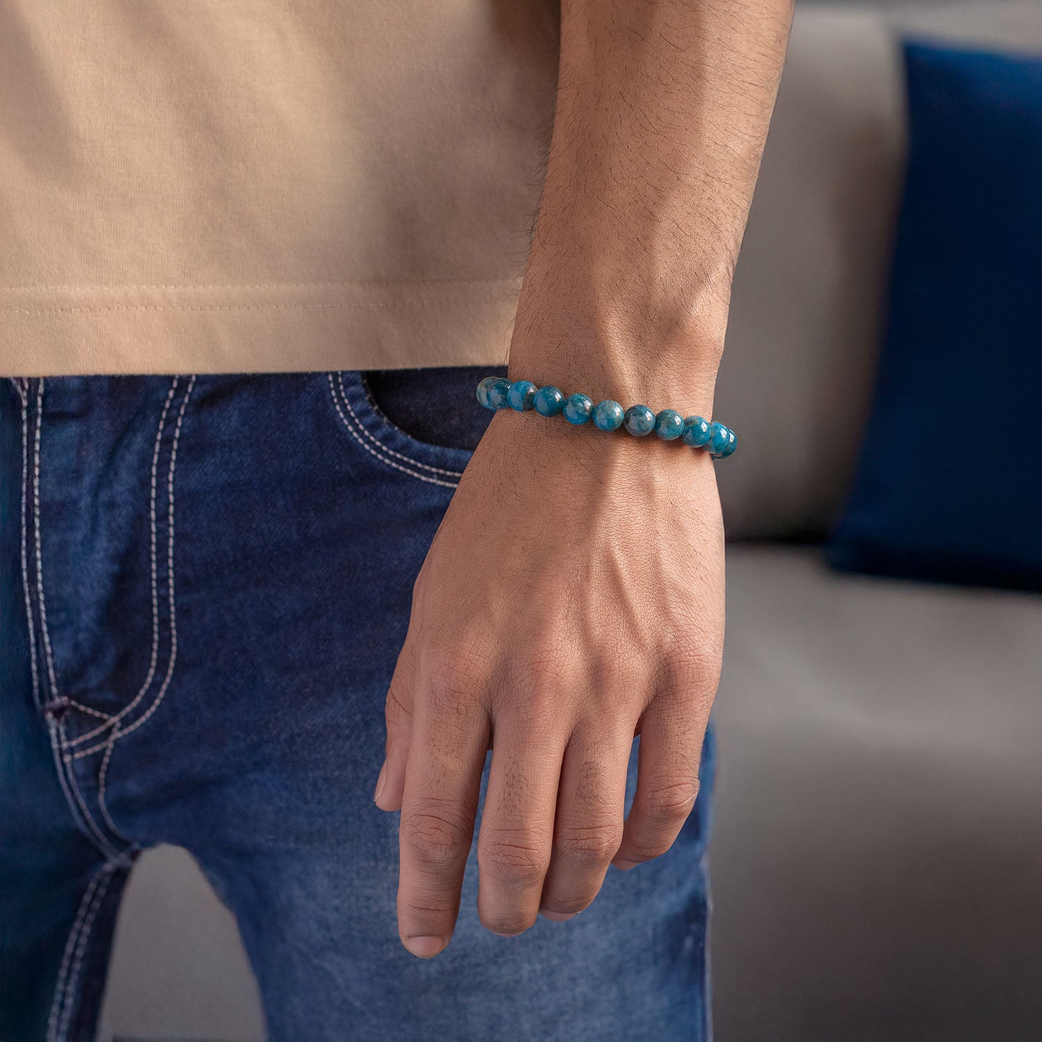 Motivating Blue Apatite Natural Stone Bracelet