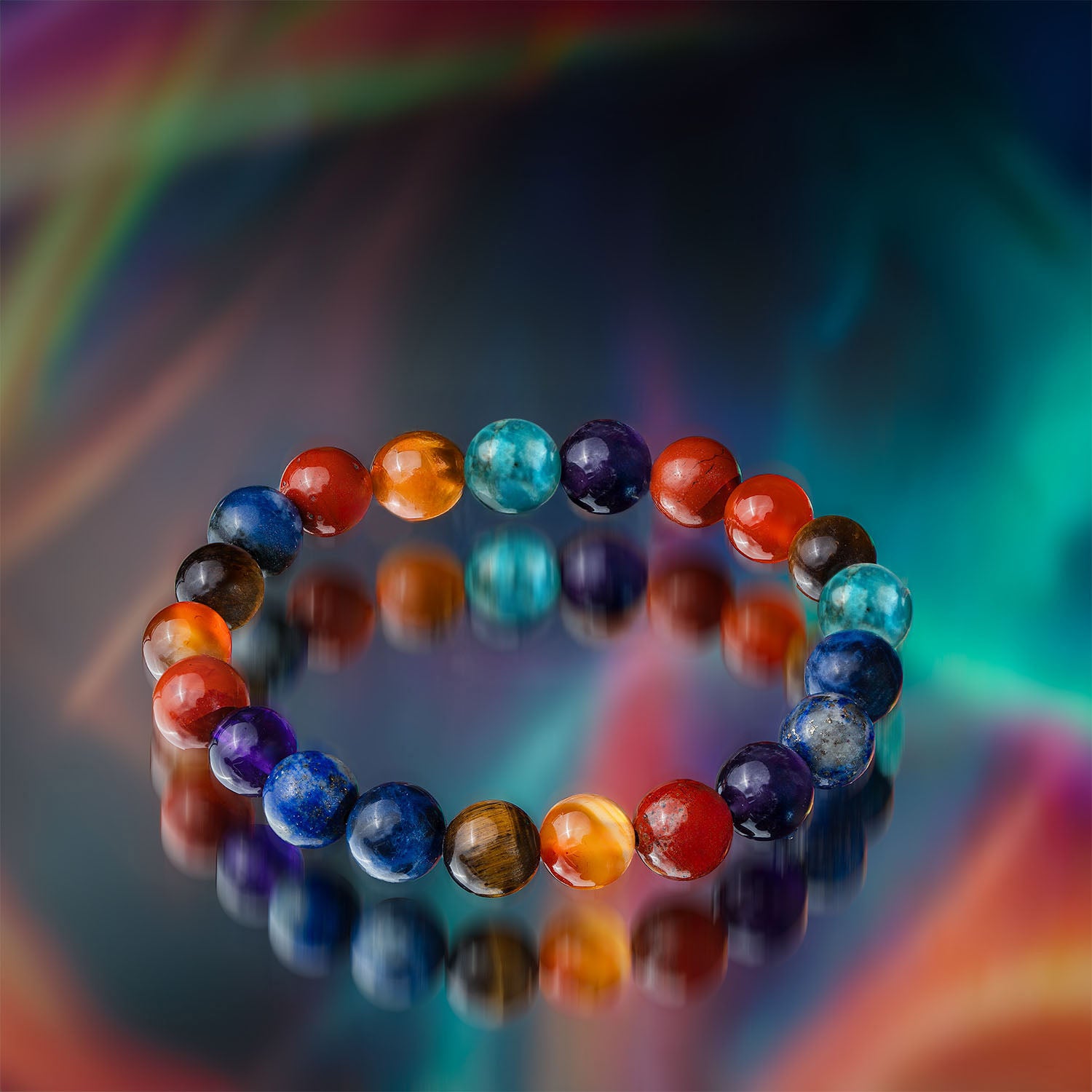 Multi Chakra Natural Stone Elastic Bracelet