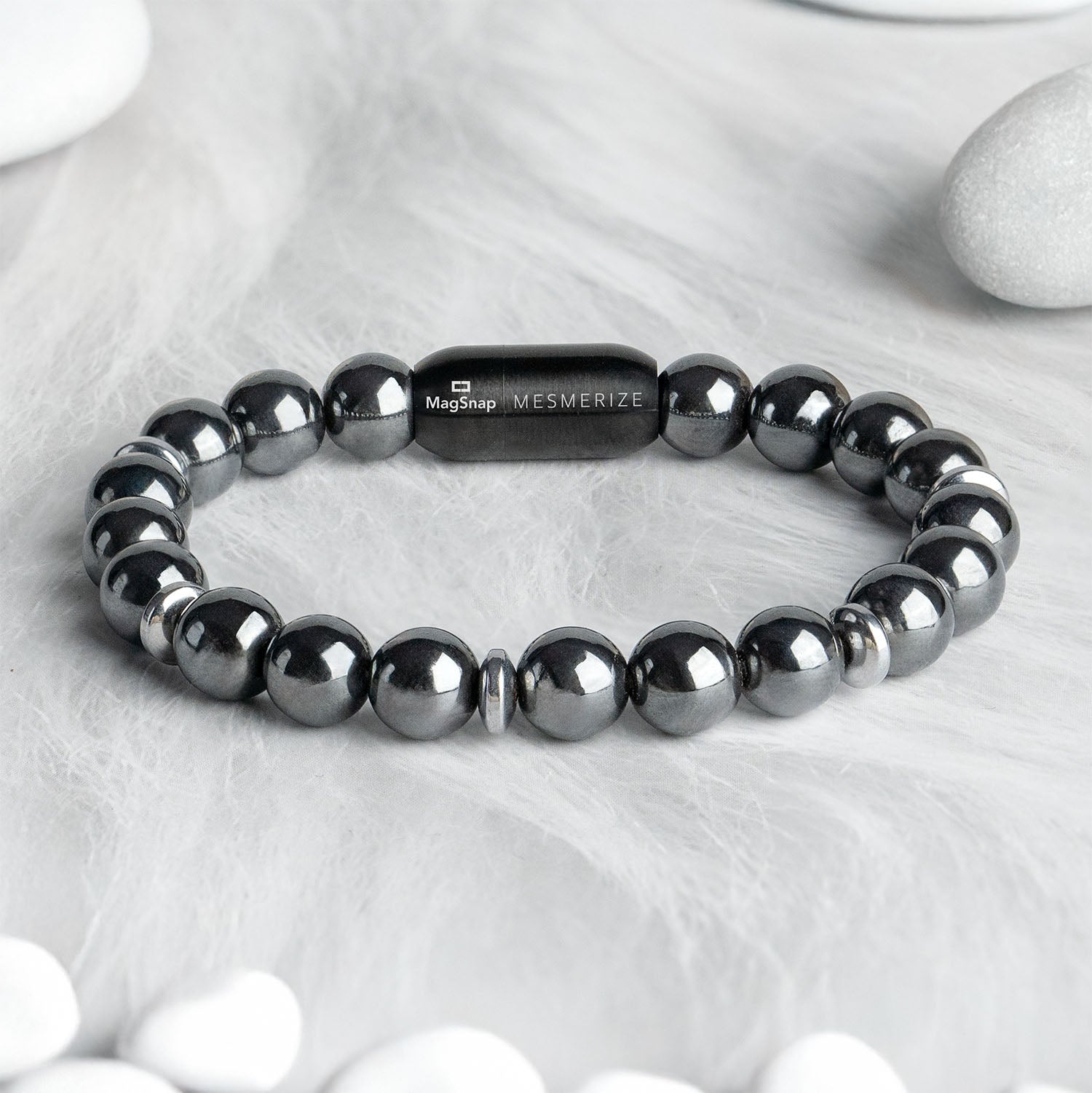 Mystic Grey Hematite Natural Stone Bracelet with MagSnap 2