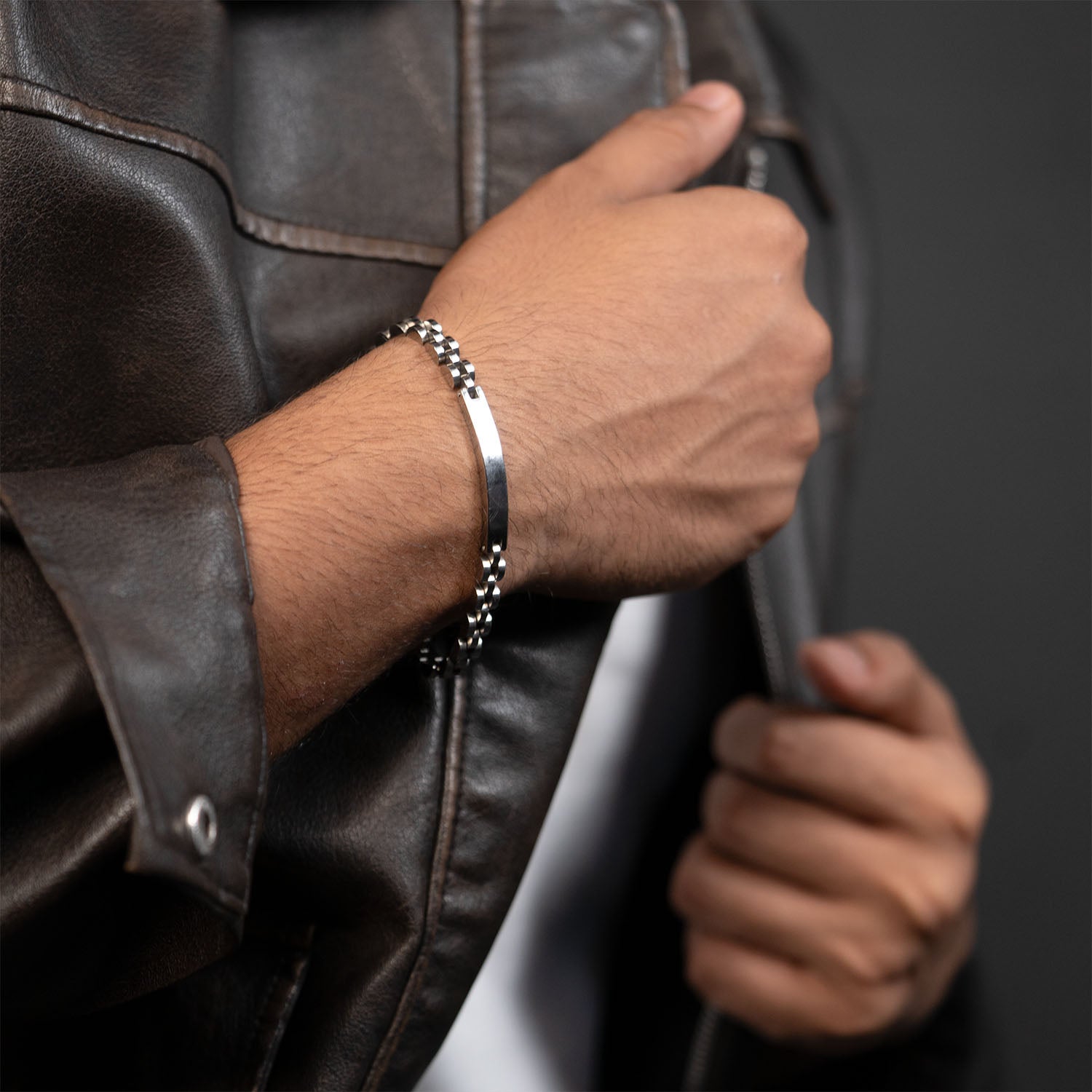 Non Personalised Classic Adjustable Link Silver Bracelet