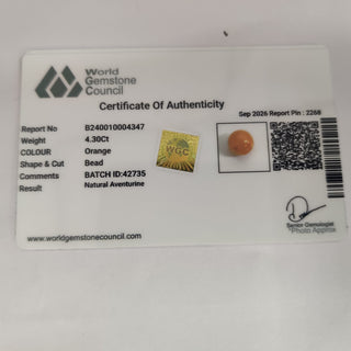 Orange Aventurine lab certificate 3