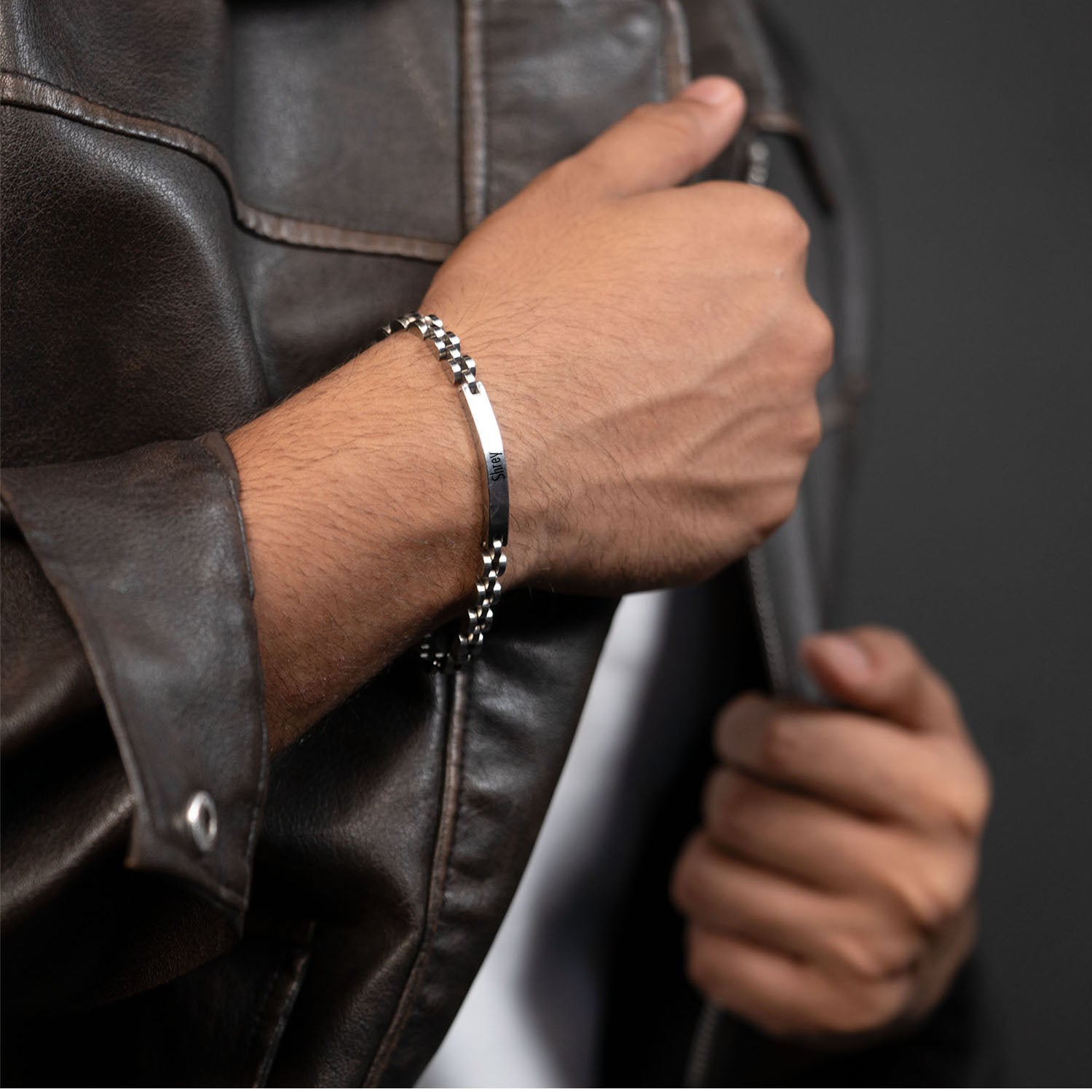 Personalised Classic Adjustable Link Silver Bracelet