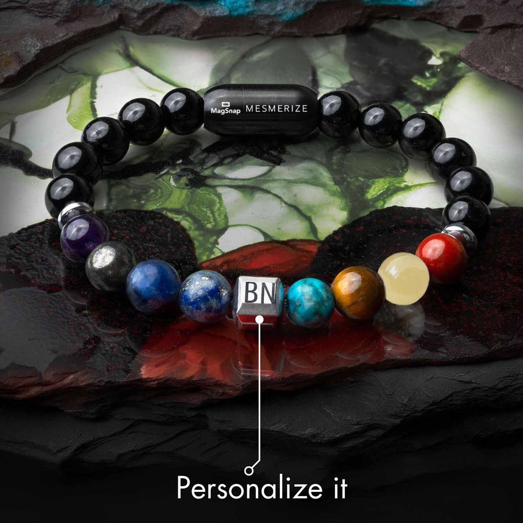 Personalised Super Chakra Natural Stone Bracelet With Magsnap2