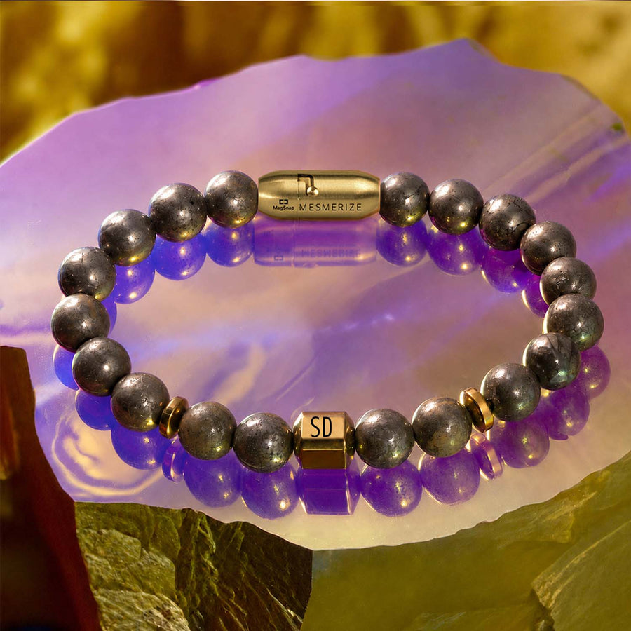 Personalised Money Magnet Pyrite Natural Stone Bracelet With MagSnap 4