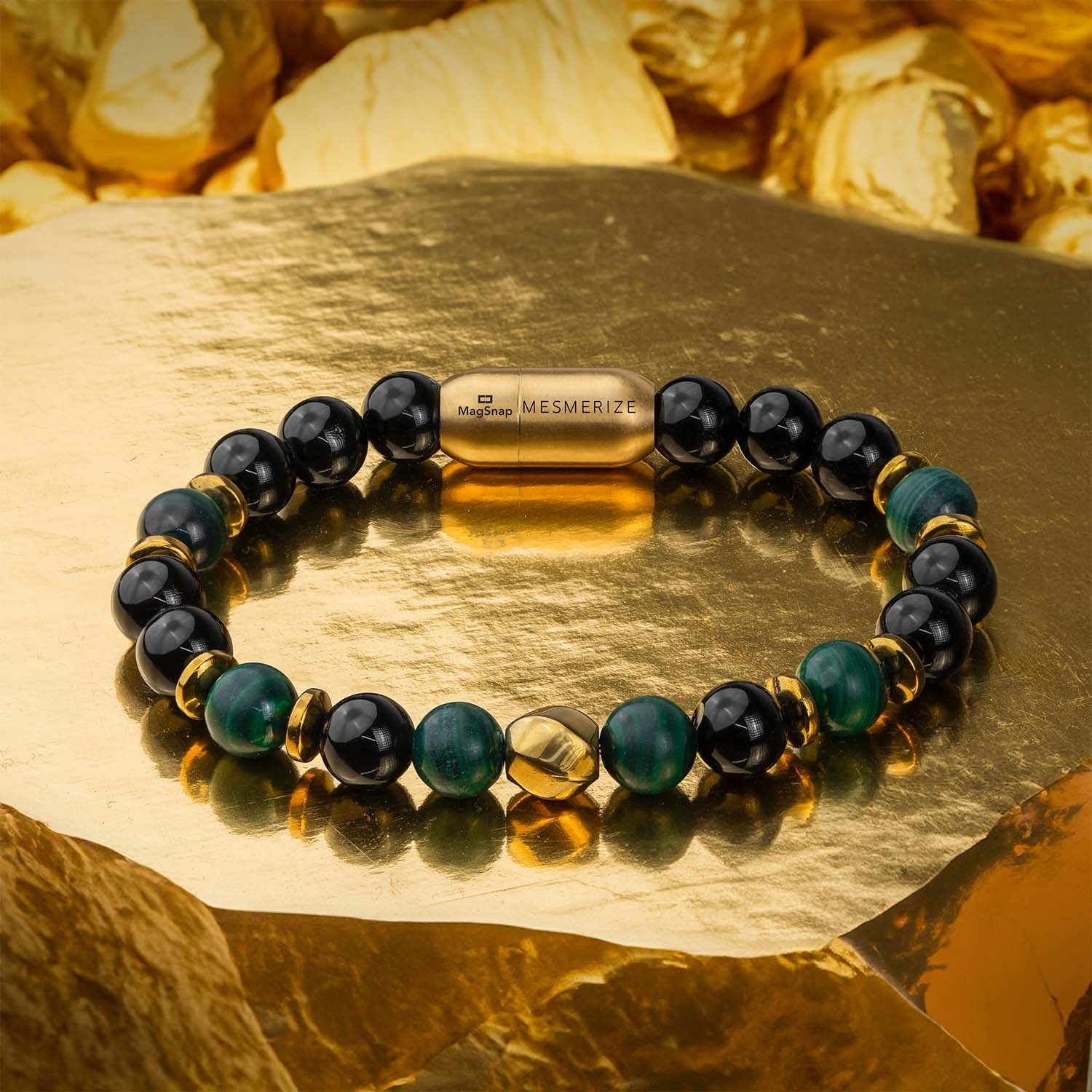 Prosperity Gloss Onyx & Malachite Natural Stone Bracelet