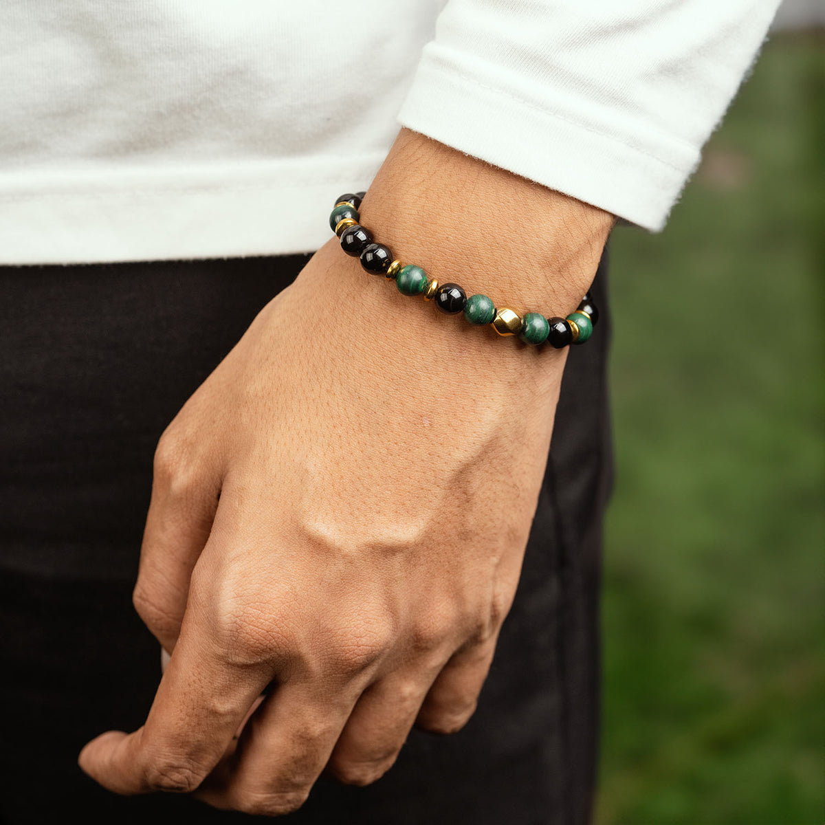 Prosperity Gloss Onyx & Malachite Natural Stone Bracelet 2