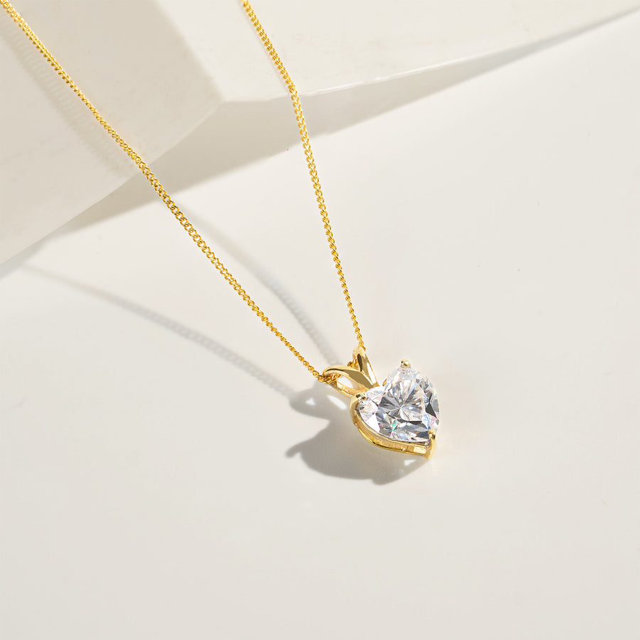 Pure 925 Silver Gold Heart Necklace With Moissanite Gemstone