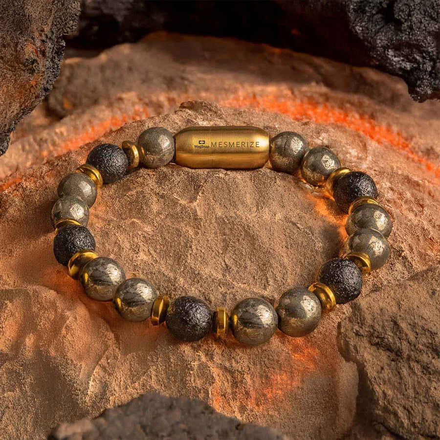 Sacred Growth Pyrite & Saffordite Natural Stone Bracelet With MagSnap