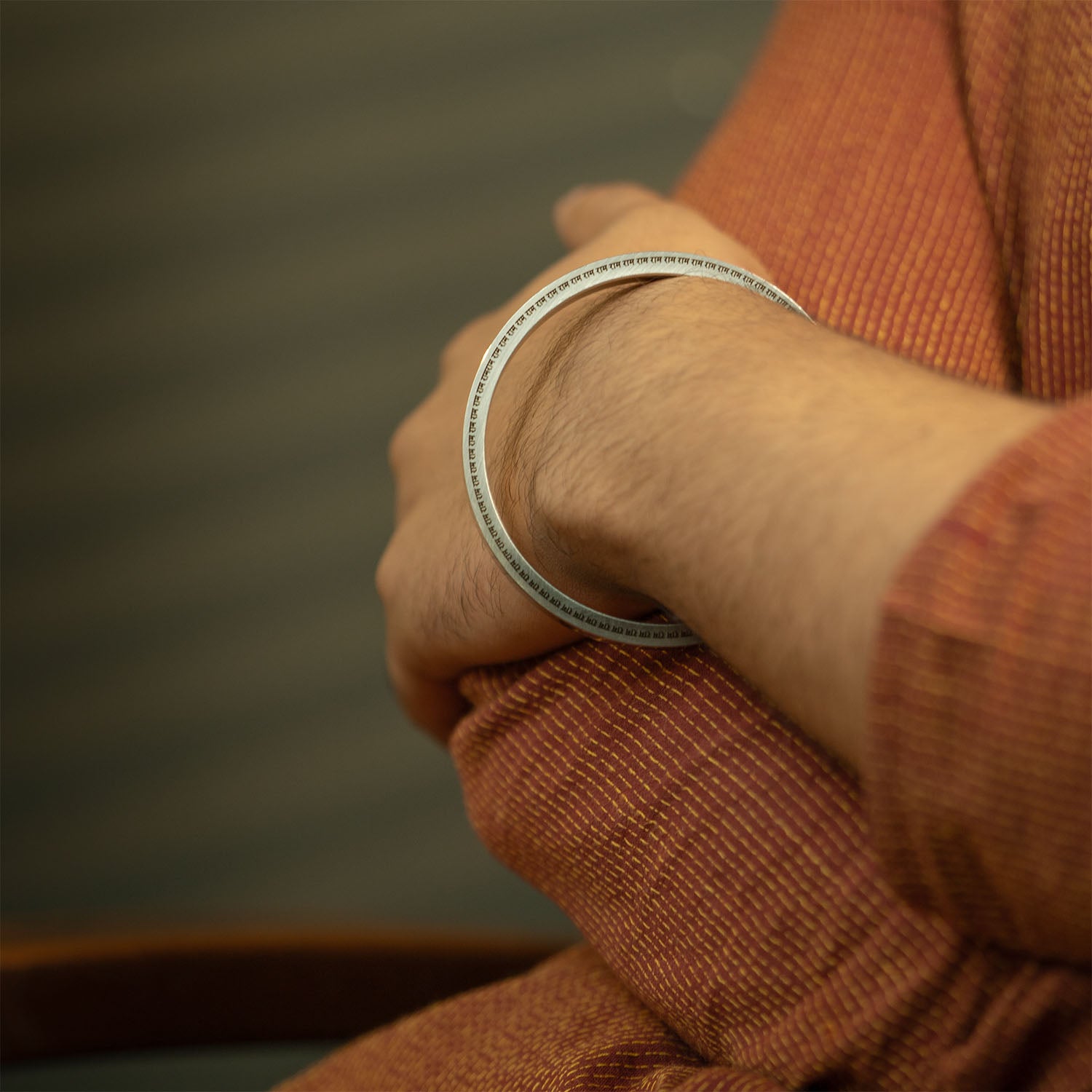 Ram MicroCarved Classic Round Kada Silver