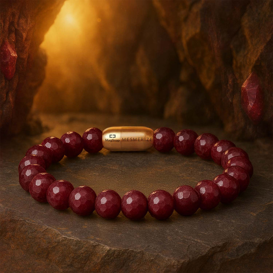 Royal Ruby Natural Stone Bracelet with Magsnap