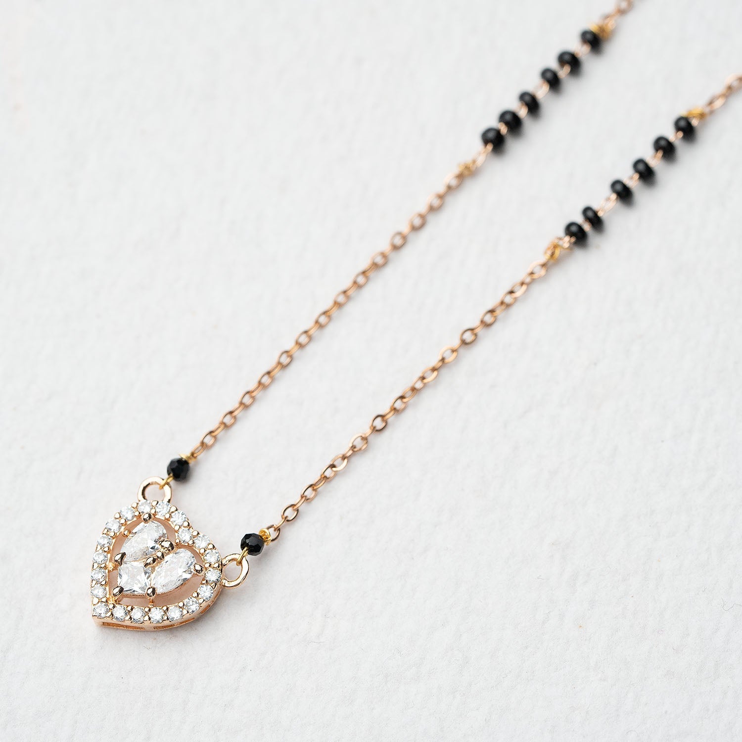 Rose Gold Heart Diamond Mangalsutra