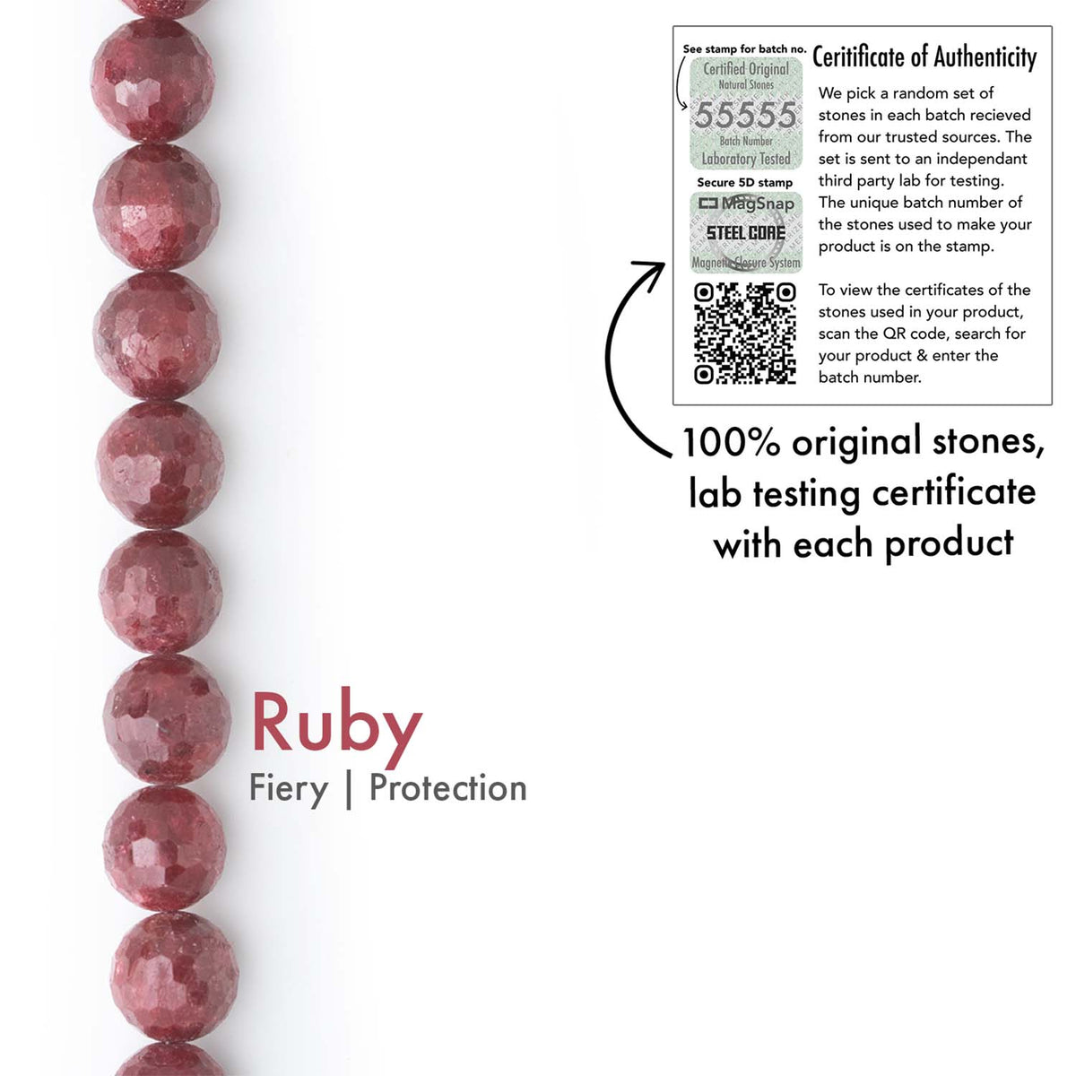 Royal Ruby Natural Stone Bracelet with Magsnap 2