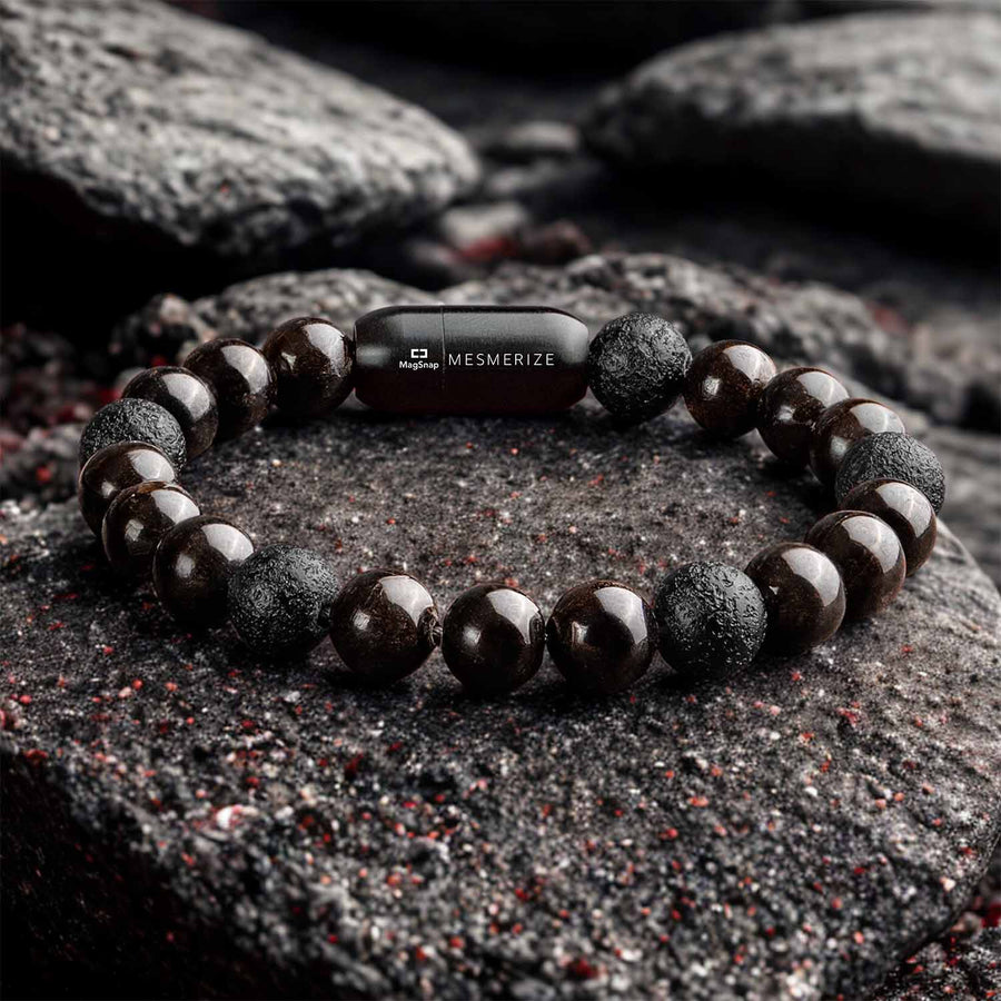 Sacred Saffordite & Garnet Natural Stone Bracelet With MagSnap