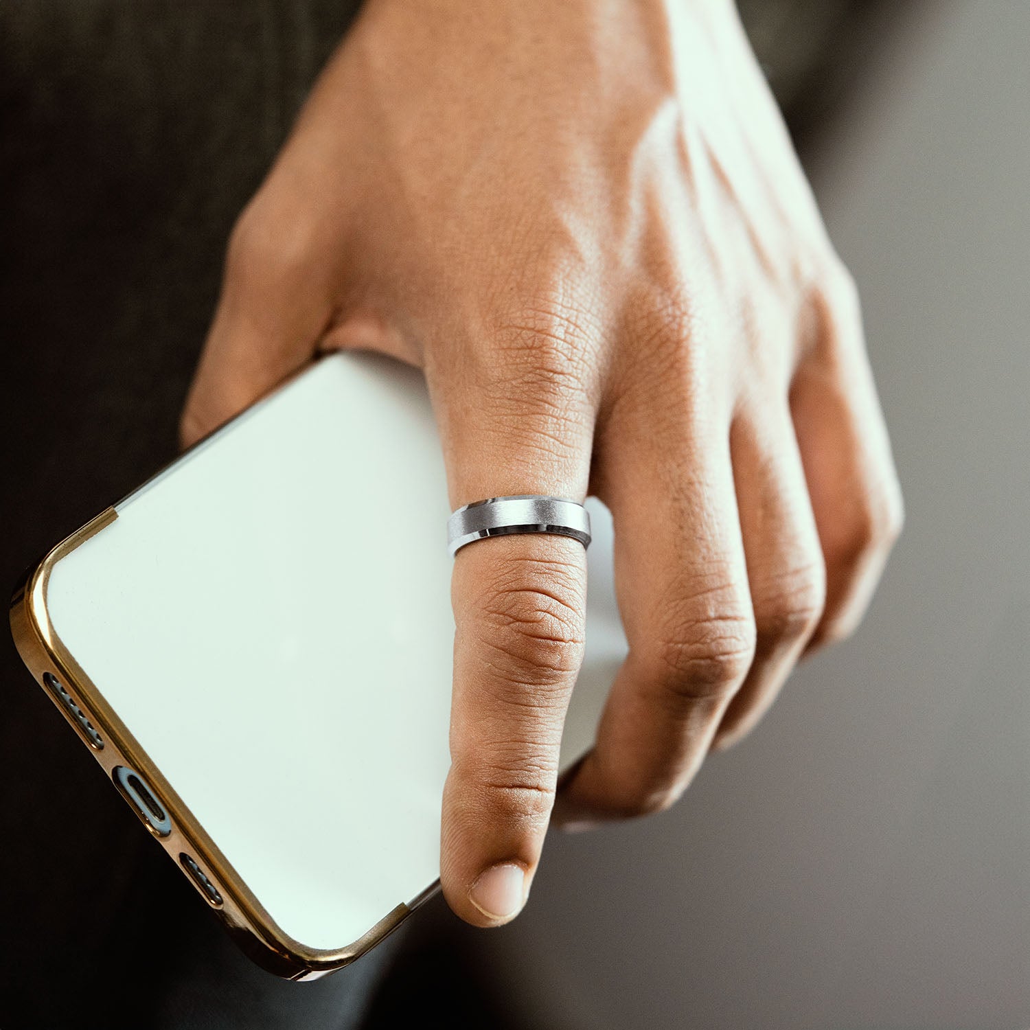 silver Beveled Ring