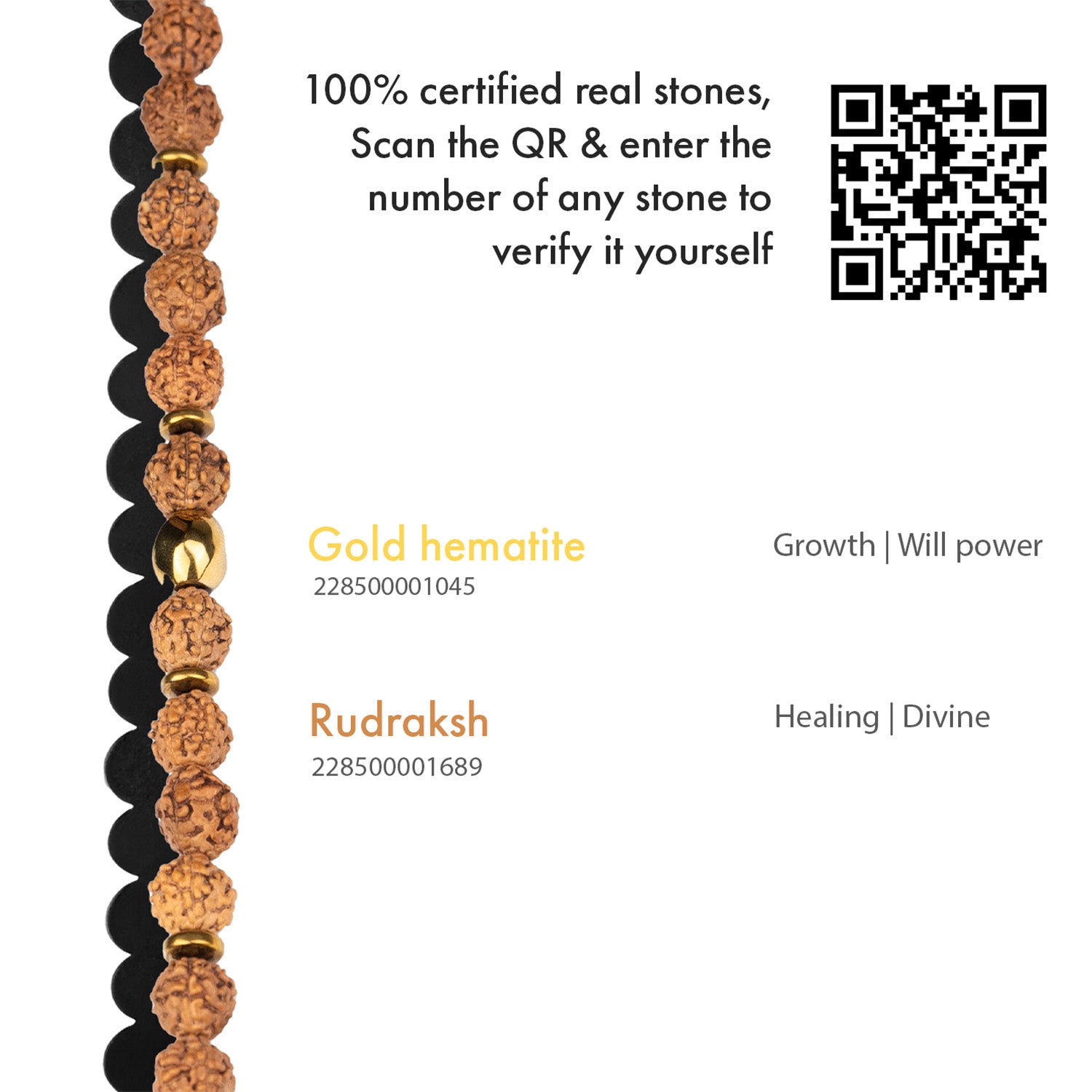 Non Personalised Spiritual Rudraksh Natural Stone Bracelet with Magsnap 2