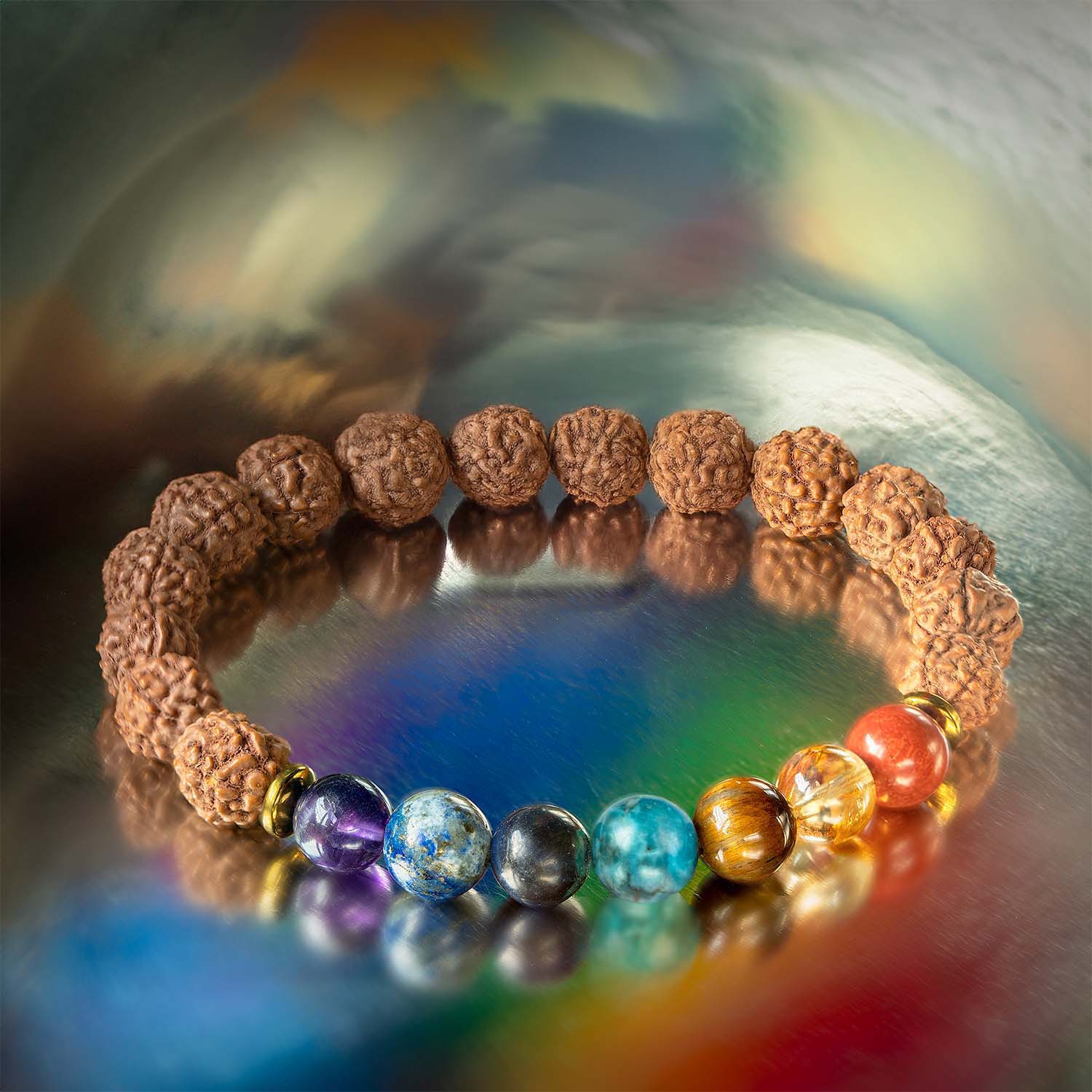 Spiritual Rudraksh 7 Chakra Elastic Bracelet