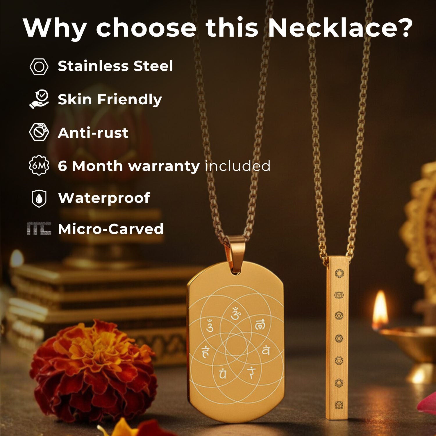 Shiv Mini Tag Necklace Gold