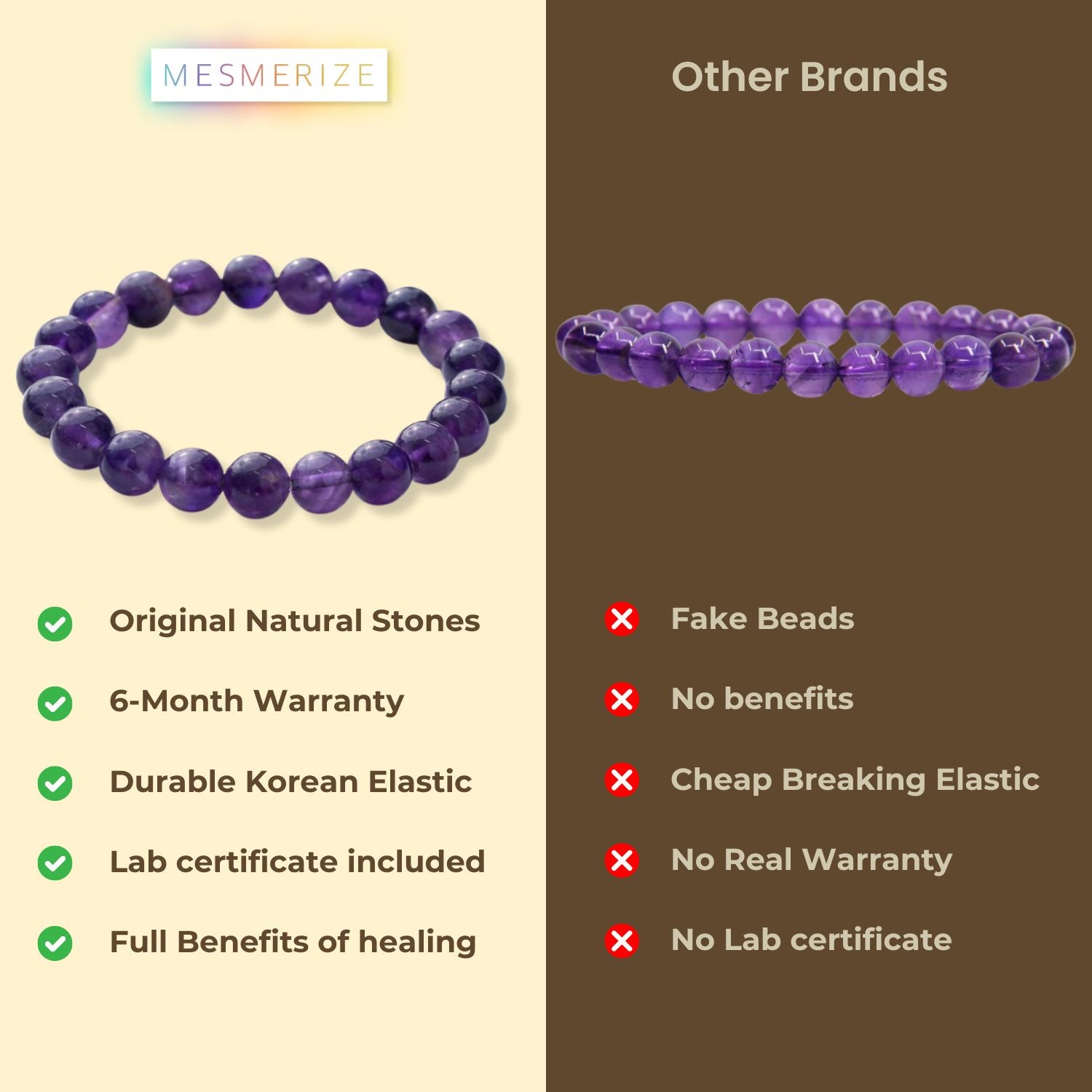 Natural Stone Jewellery Bracelet Amethyst Elastic