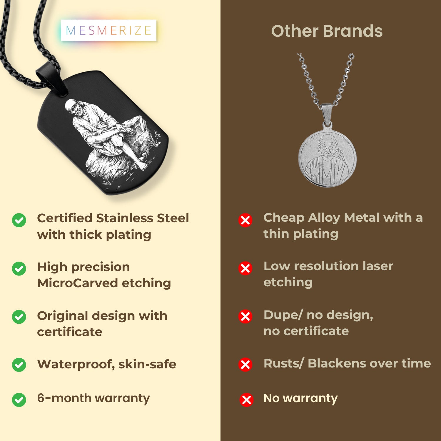 Divine Sai Baba Godform Tag Necklace Gold