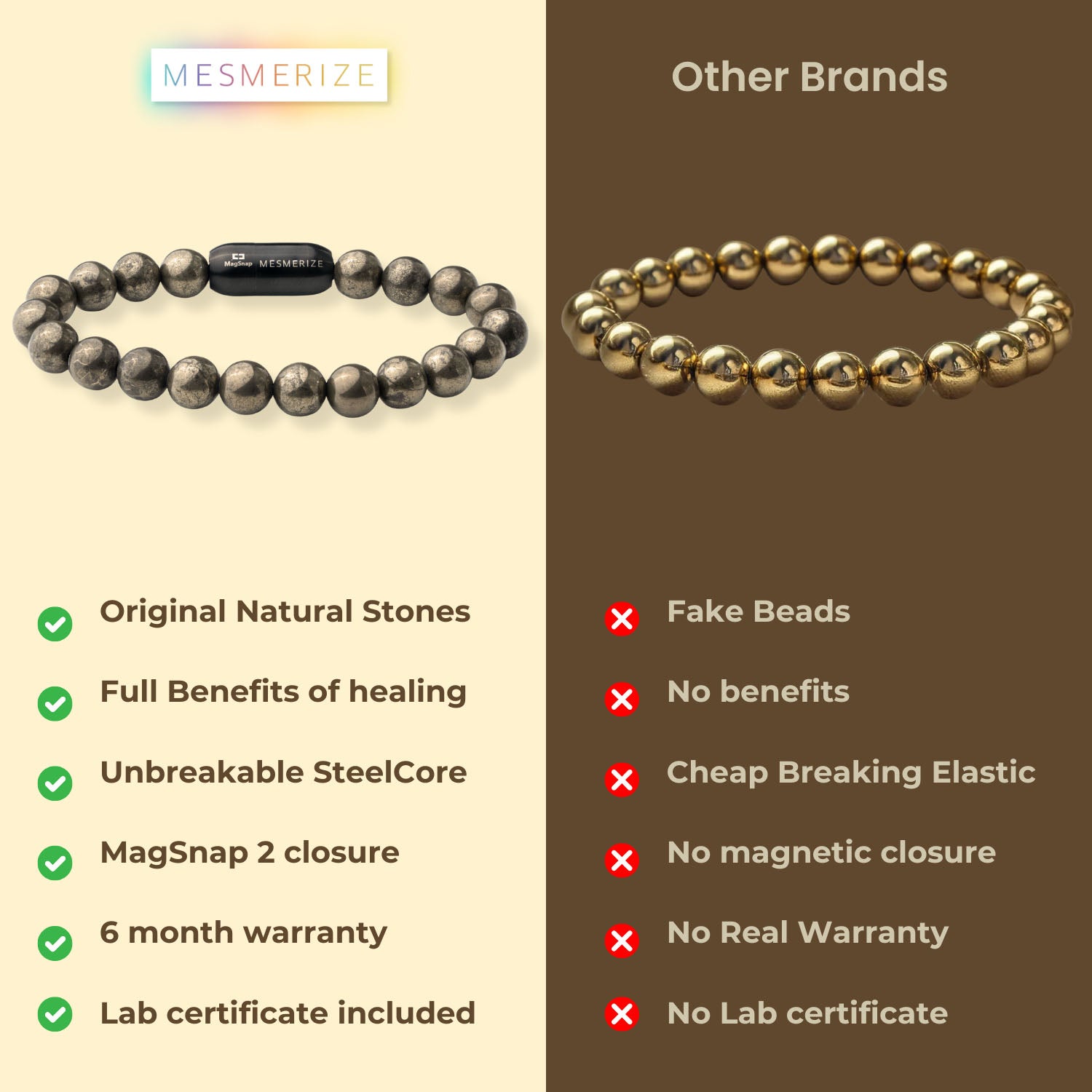 Natural Stone Jewellery Money Magnet Pyrite Natural Stone Bracelet with Magsnap