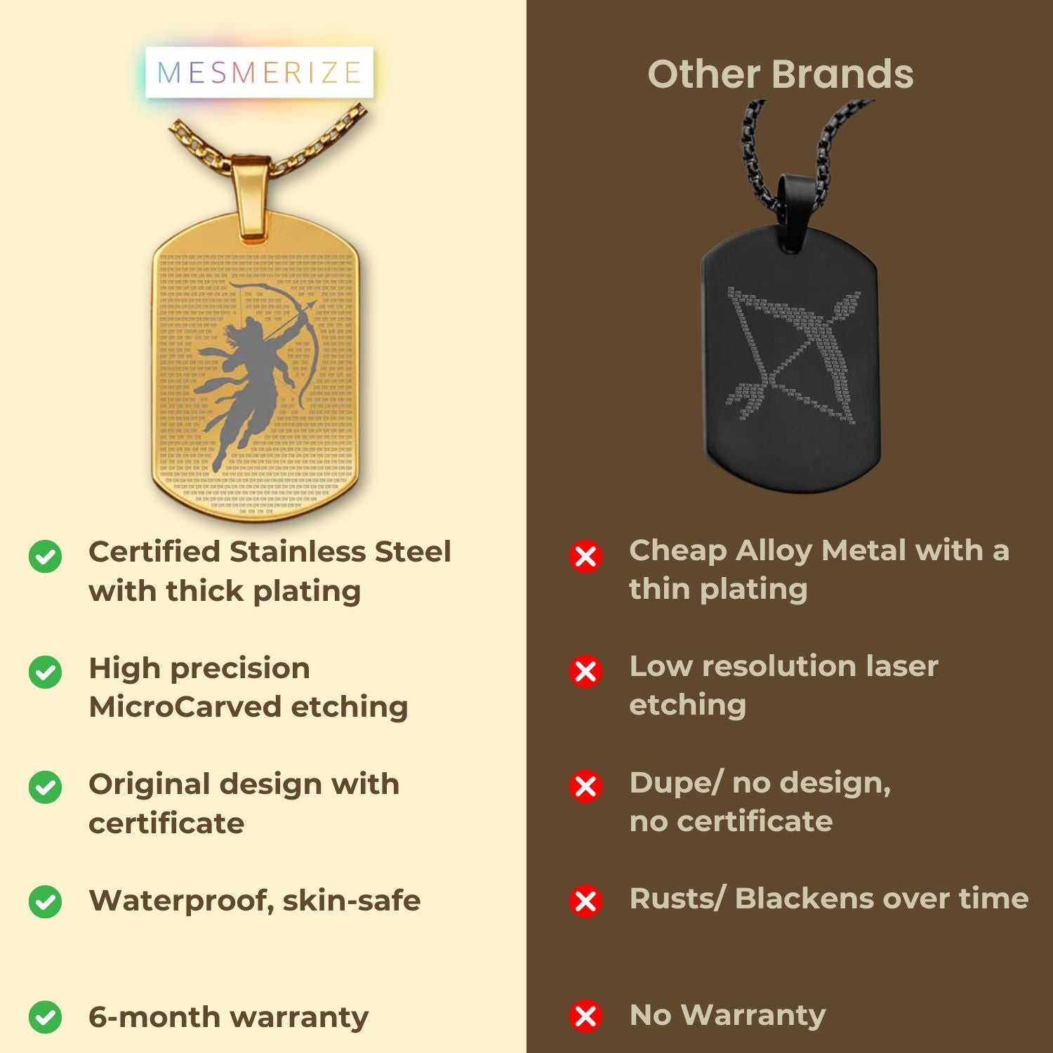 Ram MicroCarved Tag Necklace Black