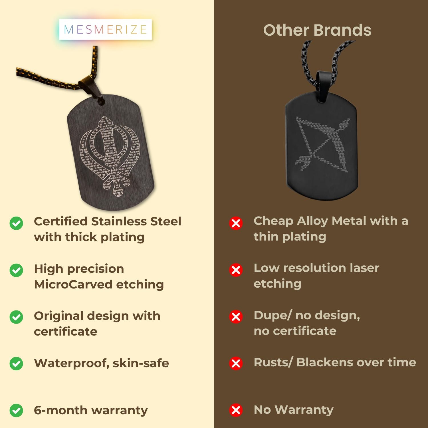 Khanda MicroCarved Tag Necklace Gold