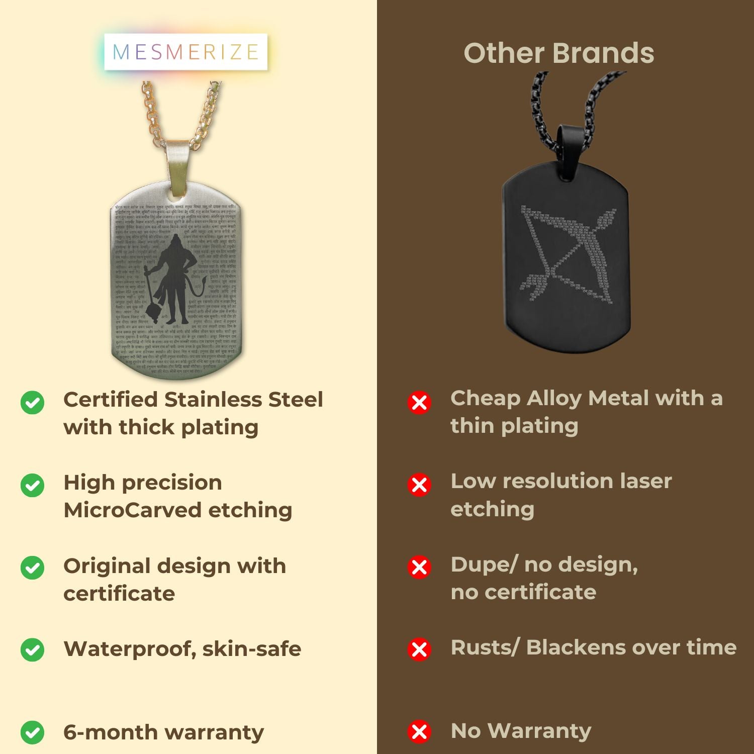 Sacred Hanuman Chalisa Tag Necklace Gold