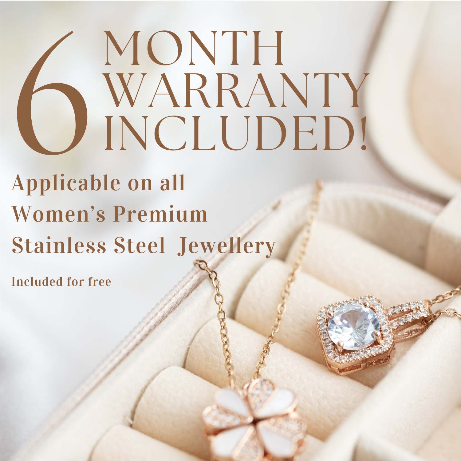 W Premium Jewellery Necklace Dainty Clover Rose Gold