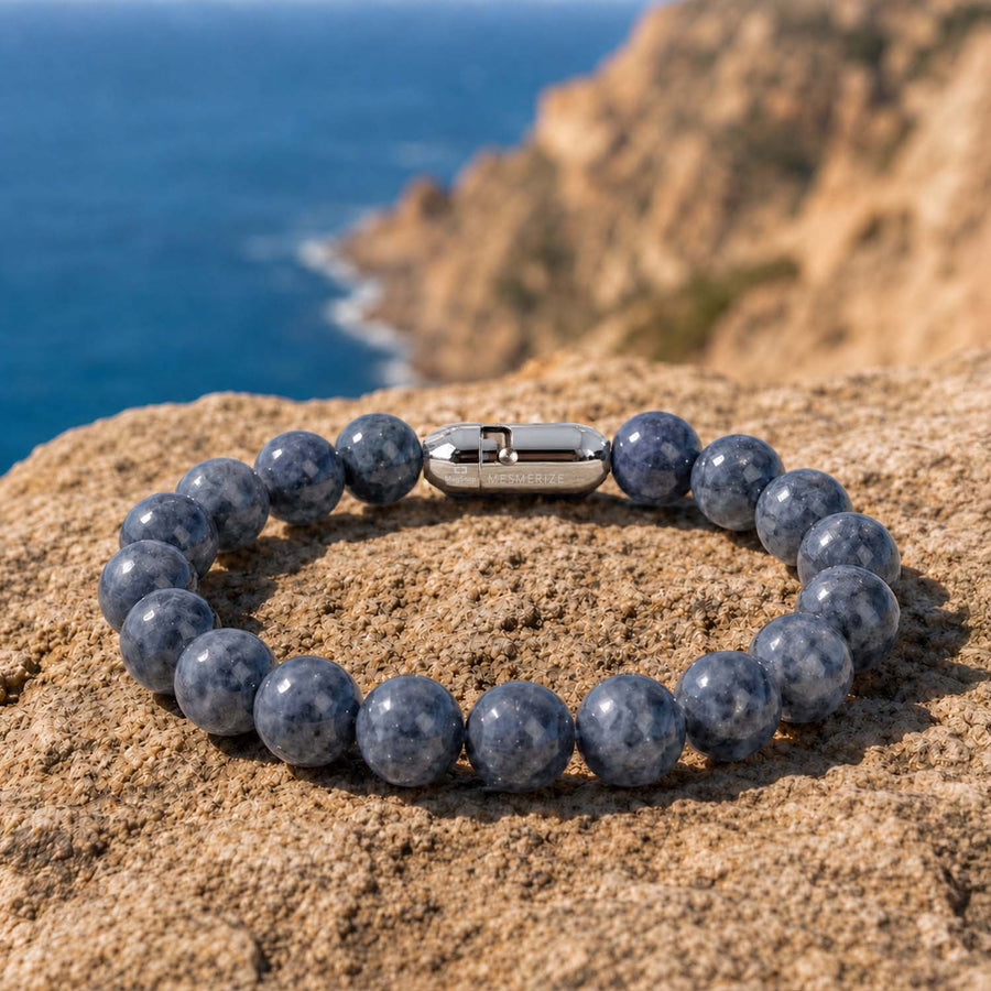 Wealth Magnet Blue Sapphire Natural Stone Bracelet With MagSnap
