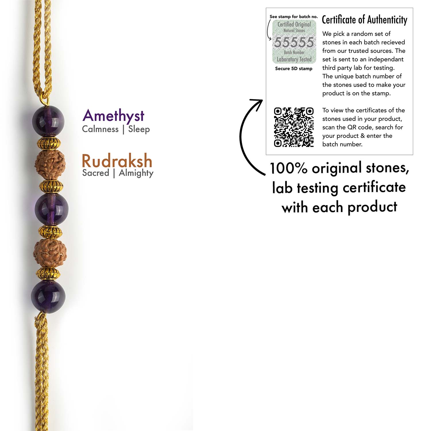Wellness Amethyst Natural Stone Rakhi
