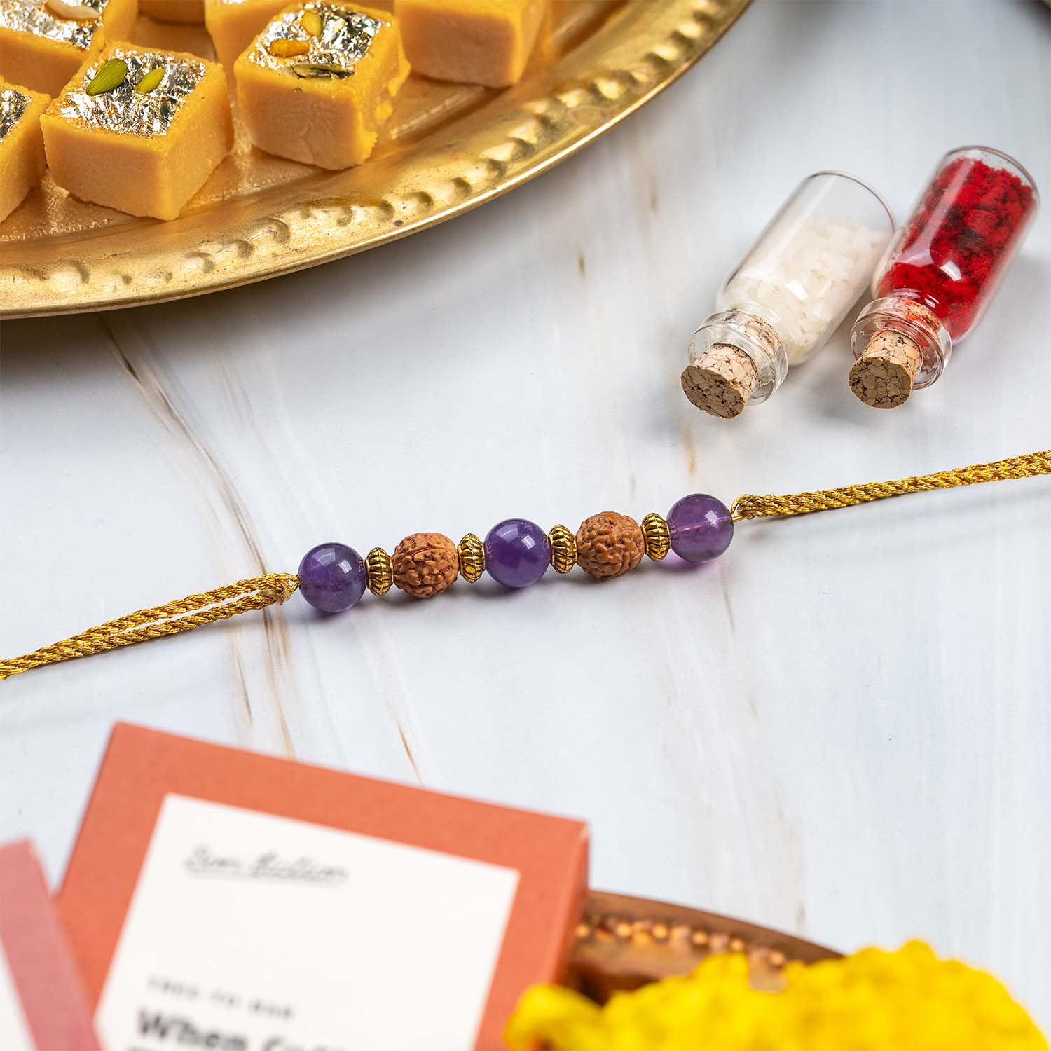 Wellness Amethyst Natural Stone Rakhi