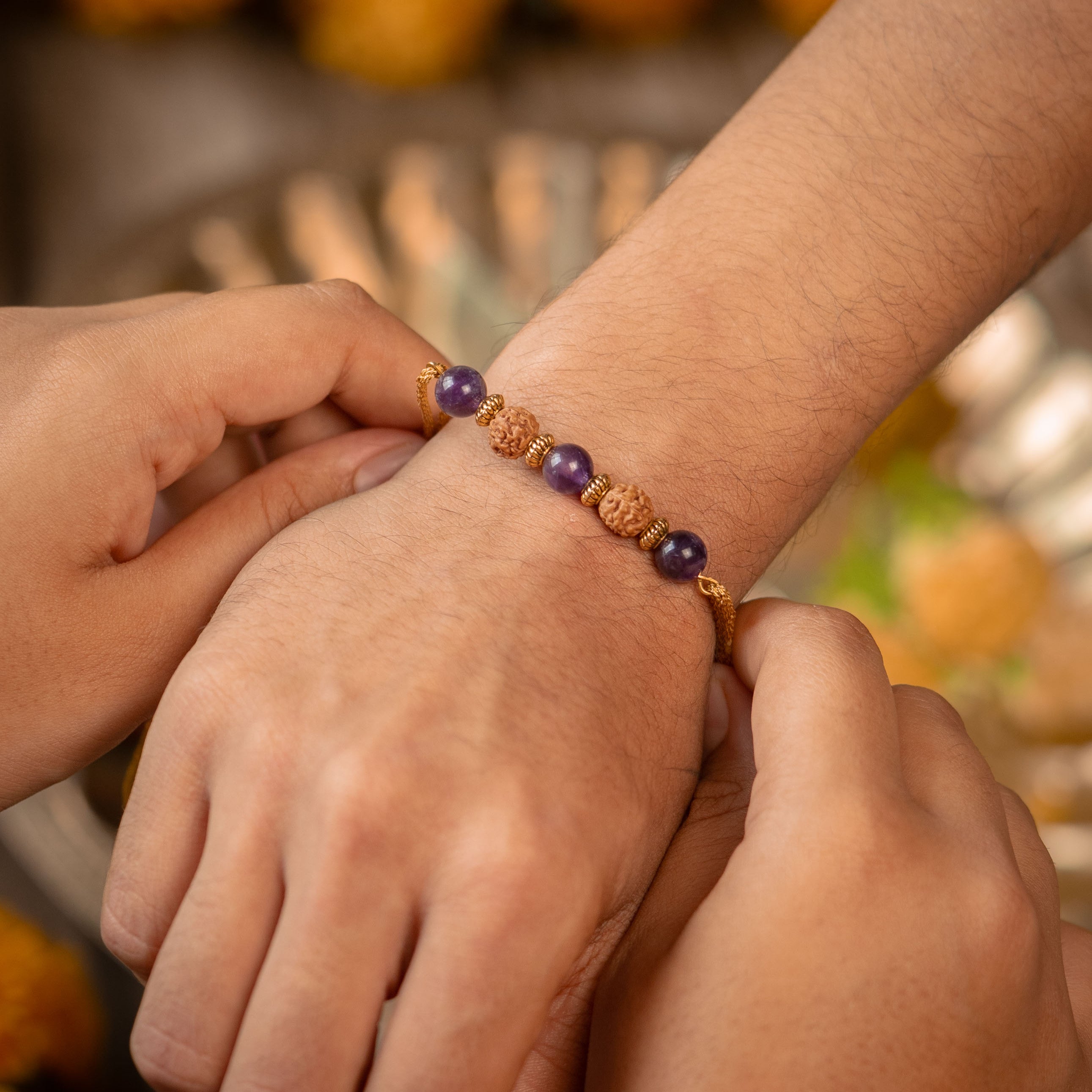 Wellness Amethyst Natural Stone Rakhi